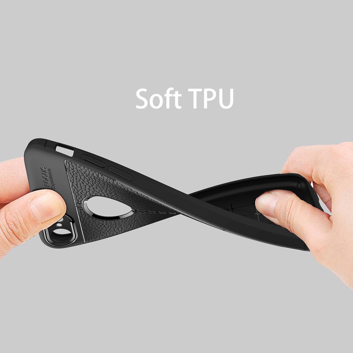 Cadorabo Hülle für Apple iPhone 7 / 7S / 8 / SE 2020 Schutzhülle in Schwarz Handyhülle TPU Etui Kunstleder-Applikation