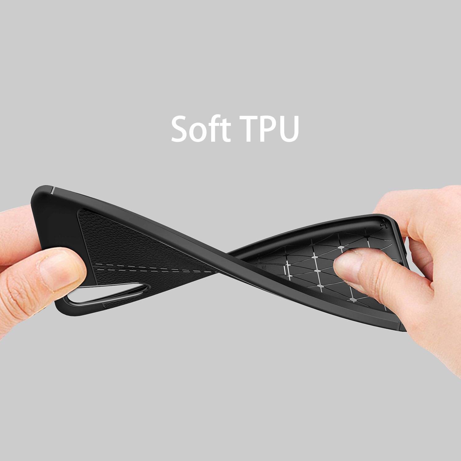 Cadorabo Hülle für Huawei P20 Schutzhülle in Schwarz Handyhülle TPU Etui Kunstleder-Applikation