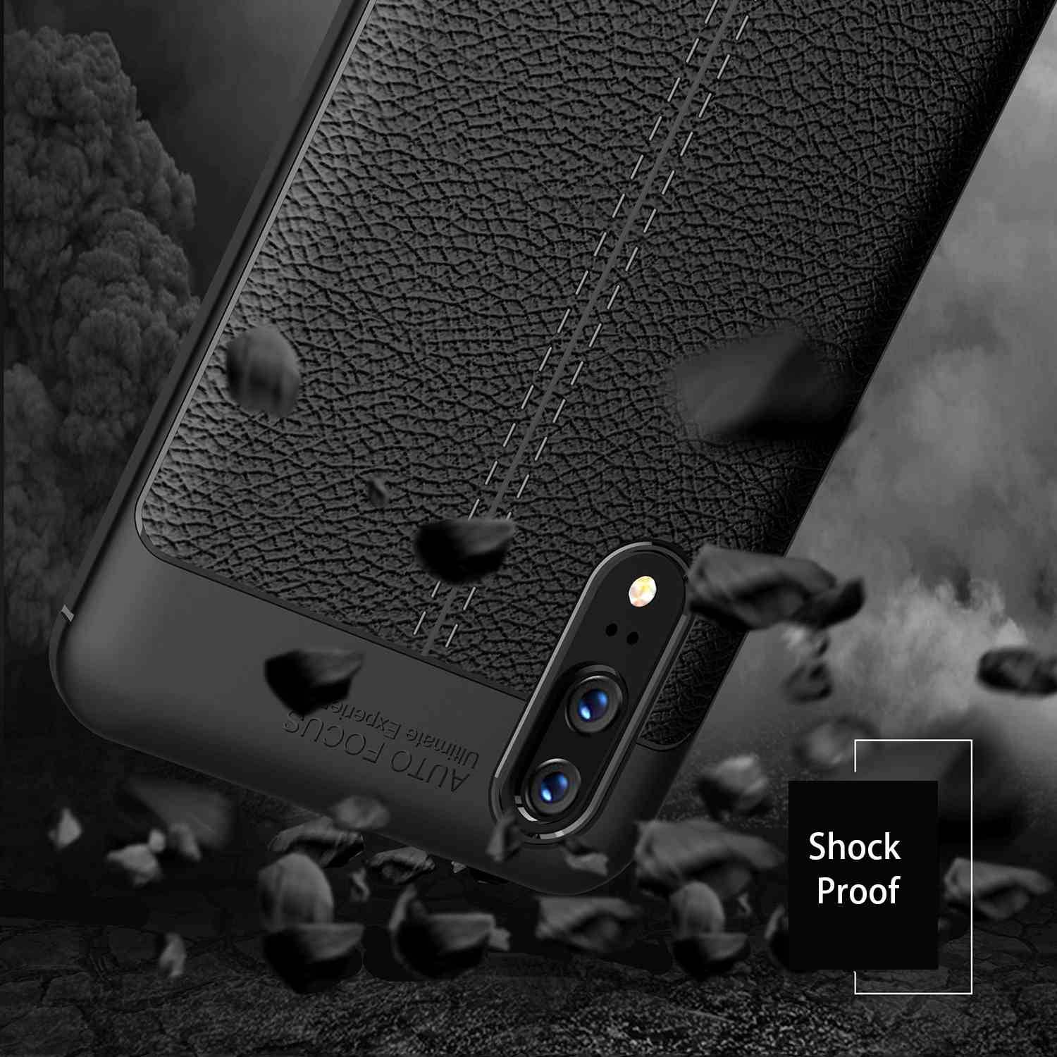 Cadorabo Hülle für Huawei P20 Schutzhülle in Schwarz Handyhülle TPU Etui Kunstleder-Applikation