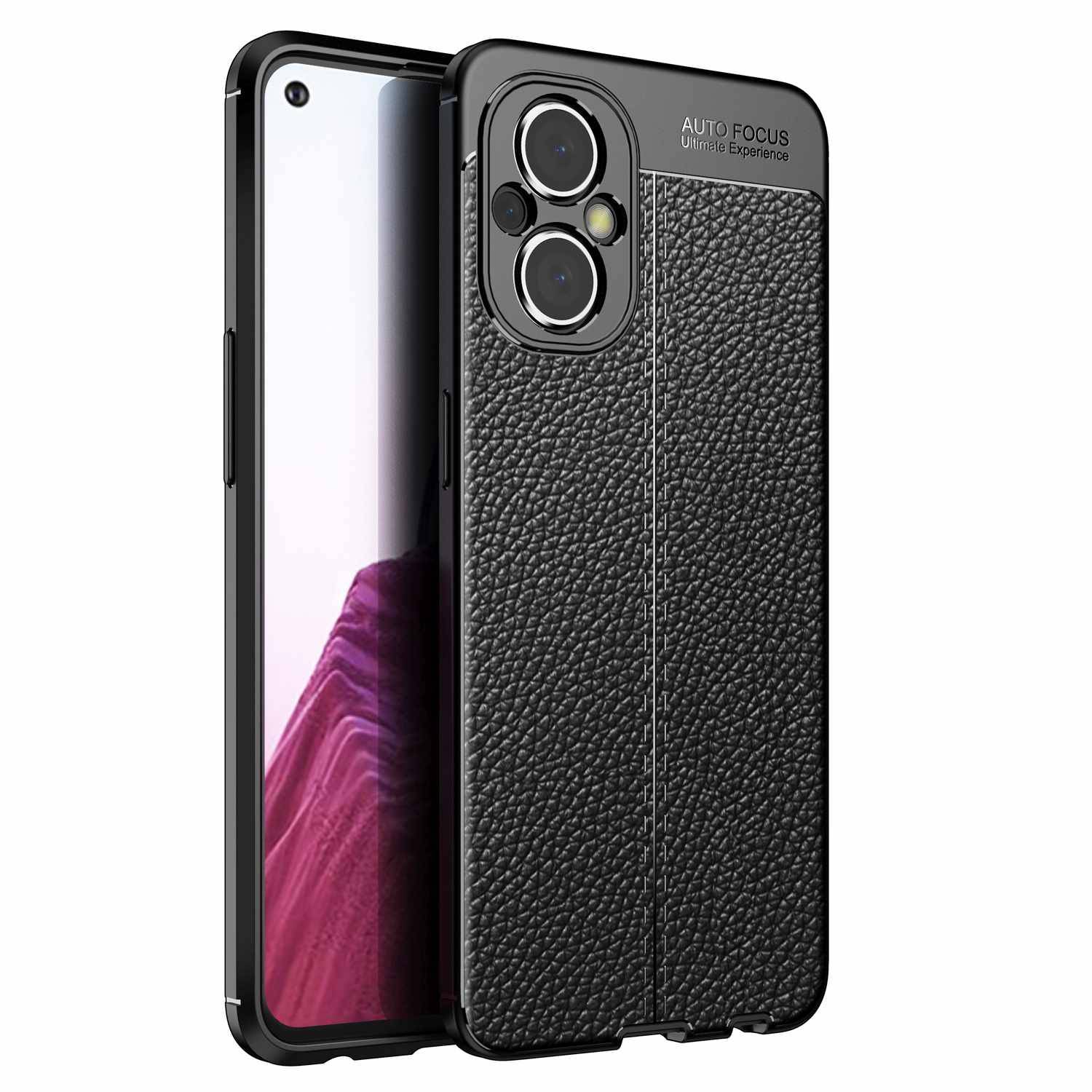 Cadorabo Hülle für OnePlus Nord N200 Schutzhülle in Schwarz Handyhülle TPU Etui Kunstleder-Applikation