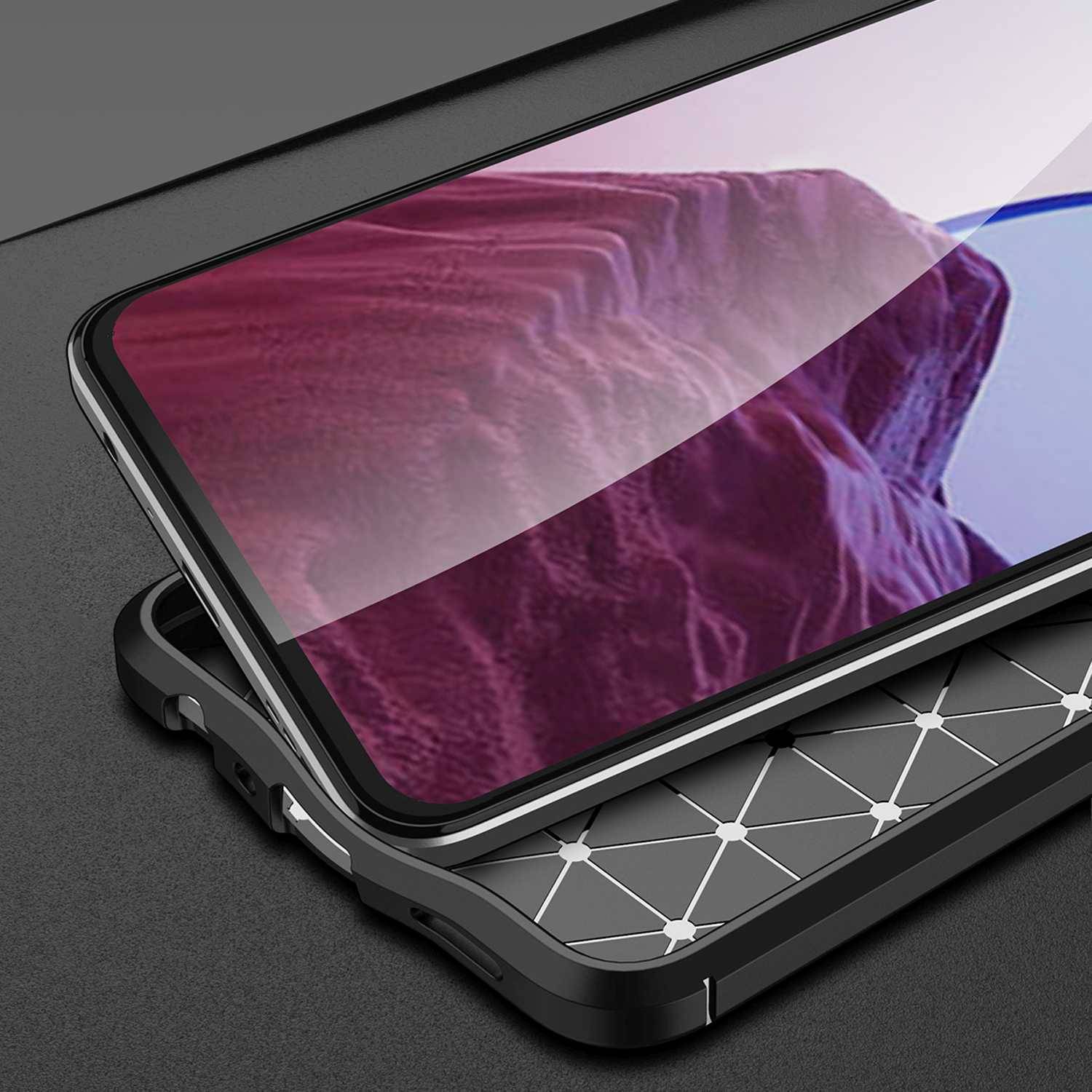 Cadorabo Hülle für OnePlus Nord N200 Schutzhülle in Schwarz Handyhülle TPU Etui Kunstleder-Applikation