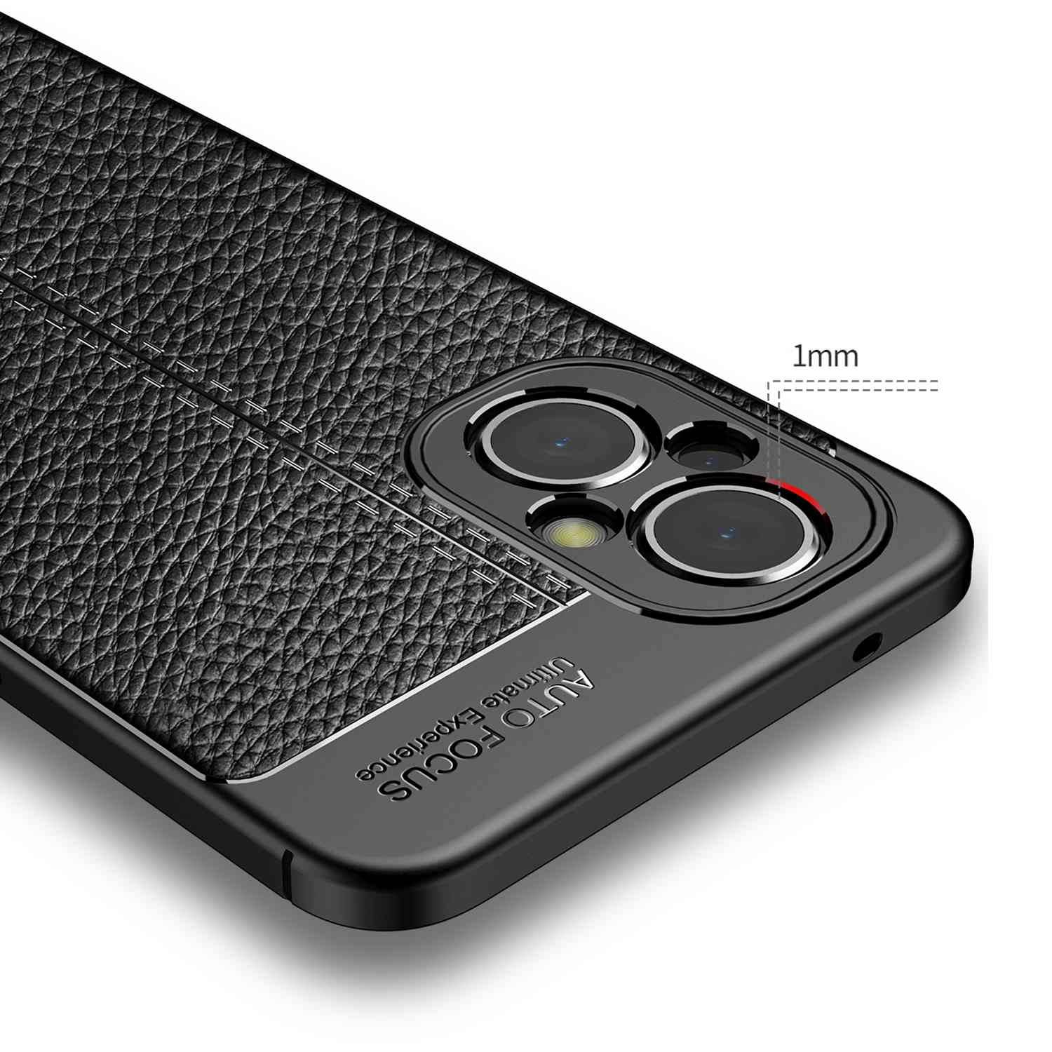Cadorabo Hülle für OnePlus Nord N200 Schutzhülle in Schwarz Handyhülle TPU Etui Kunstleder-Applikation