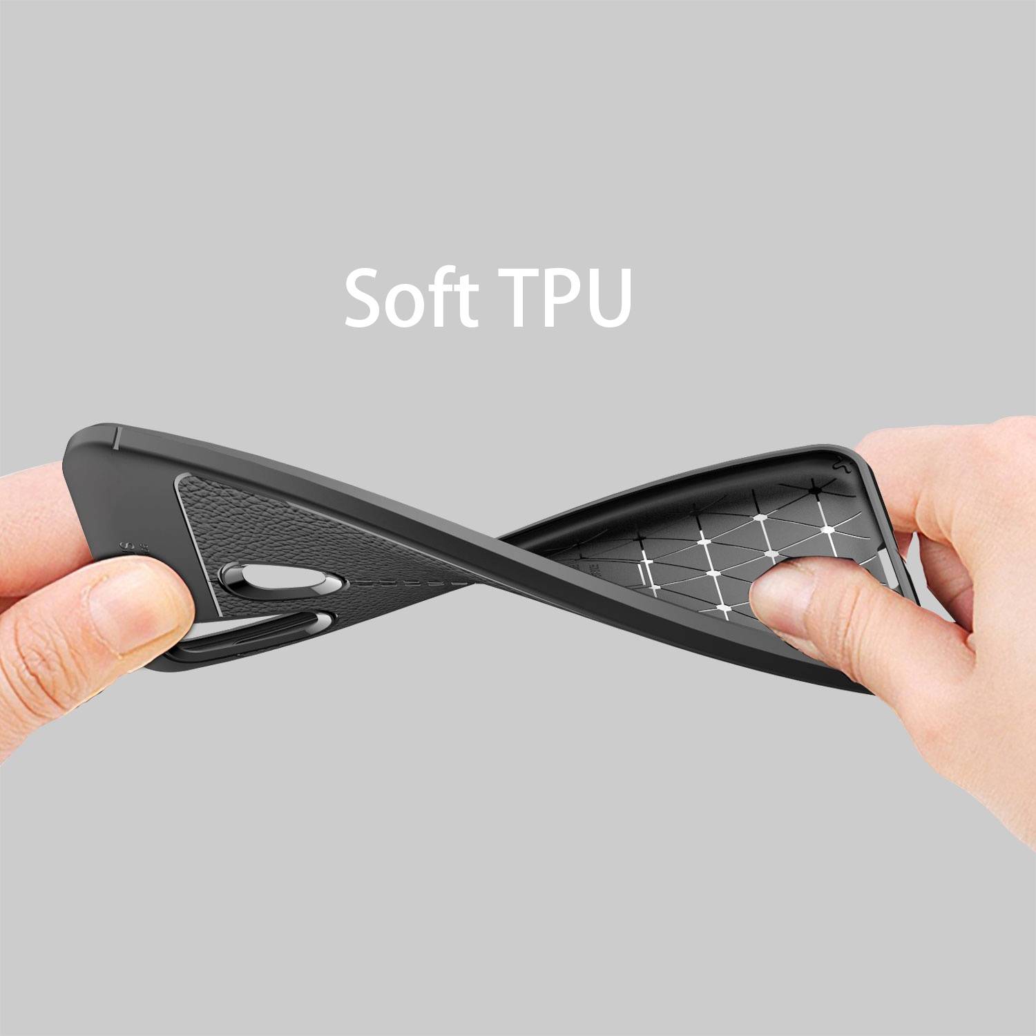 Cadorabo Hülle für Samsung Galaxy A10e / A20e Schutzhülle in Schwarz Handyhülle TPU Etui Kunstleder-Applikation