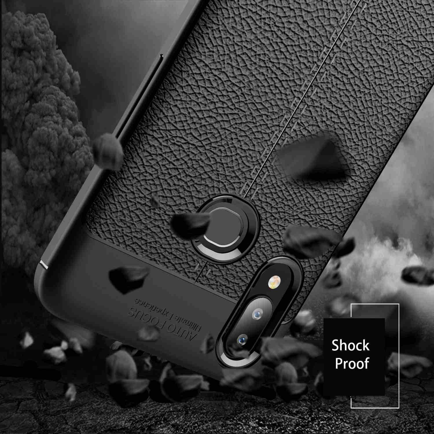 Cadorabo Hülle für Samsung Galaxy A10s / M01s Schutzhülle in Schwarz Handyhülle TPU Etui Kunstleder-Applikation