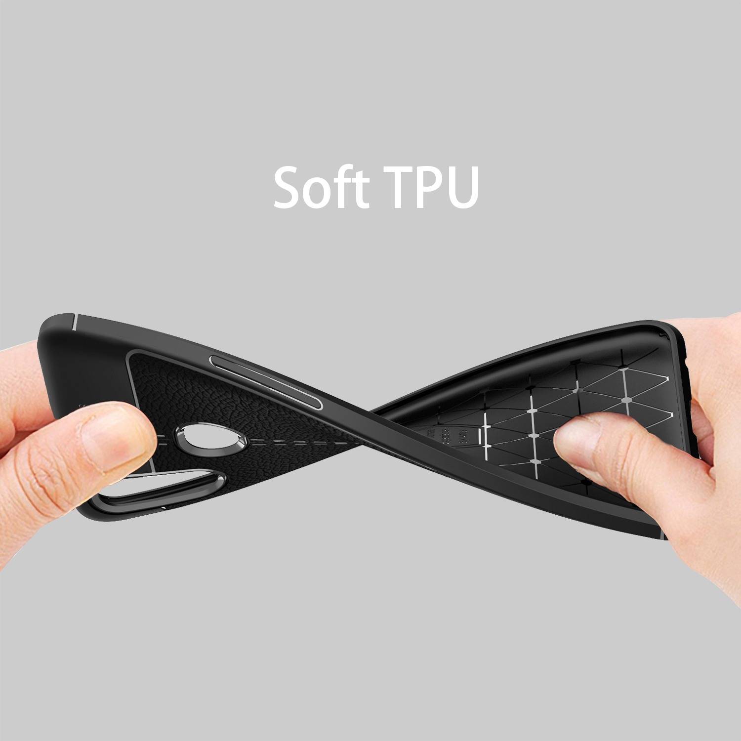 Cadorabo Hülle für Samsung Galaxy A10s / M01s Schutzhülle in Schwarz Handyhülle TPU Etui Kunstleder-Applikation