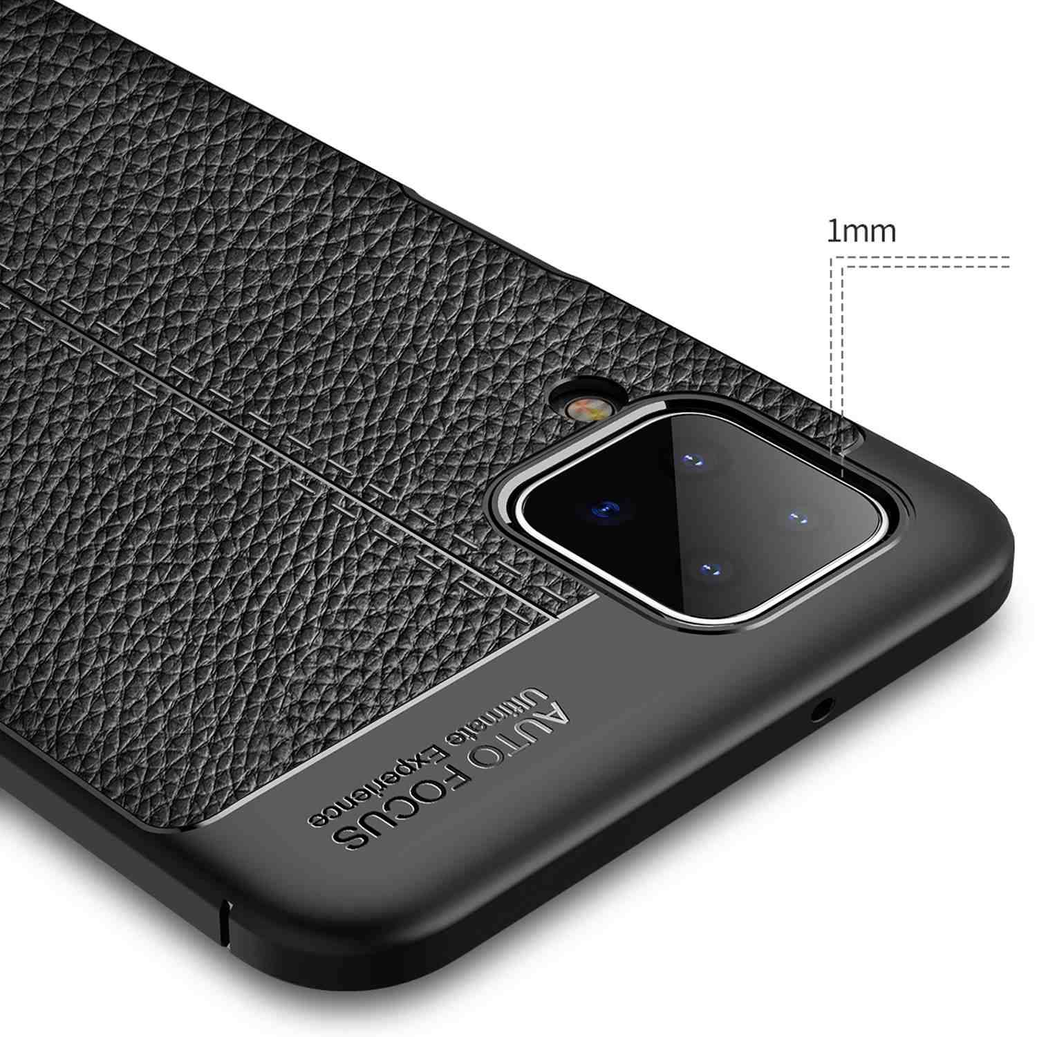 Cadorabo Hülle für Samsung Galaxy A12 / M12 Schutzhülle in Schwarz Handyhülle TPU Etui Kunstleder-Applikation