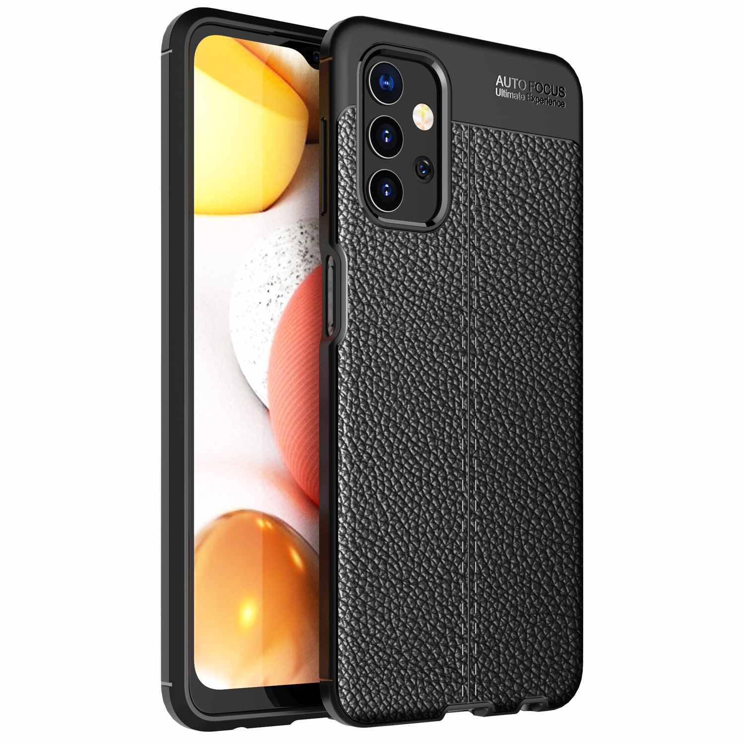 Cadorabo Hülle für Samsung Galaxy A32 5G Schutzhülle in Schwarz Handyhülle TPU Etui Kunstleder-Applikation