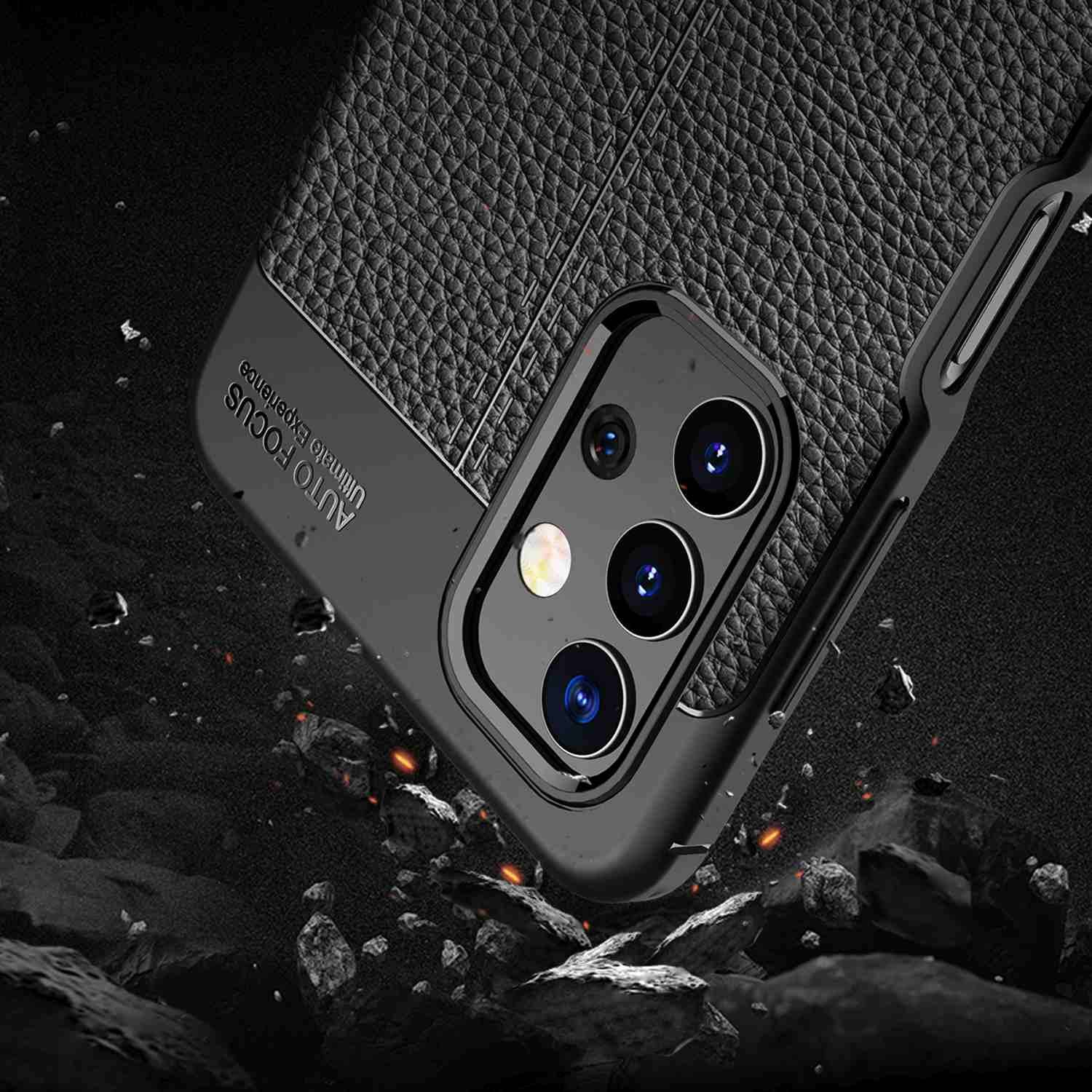Cadorabo Hülle für Samsung Galaxy A32 5G Schutzhülle in Schwarz Handyhülle TPU Etui Kunstleder-Applikation