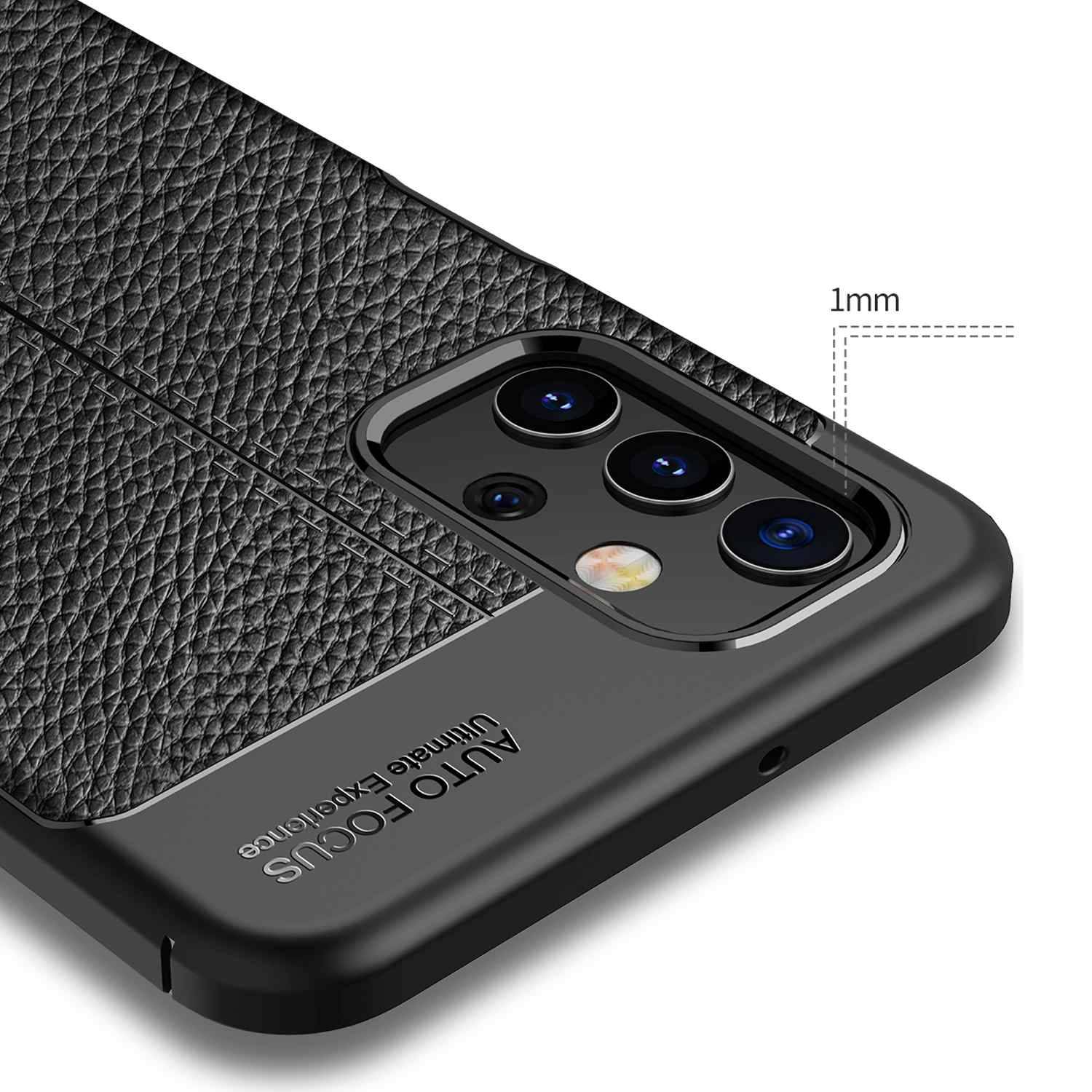 Cadorabo Hülle für Samsung Galaxy A32 5G Schutzhülle in Schwarz Handyhülle TPU Etui Kunstleder-Applikation