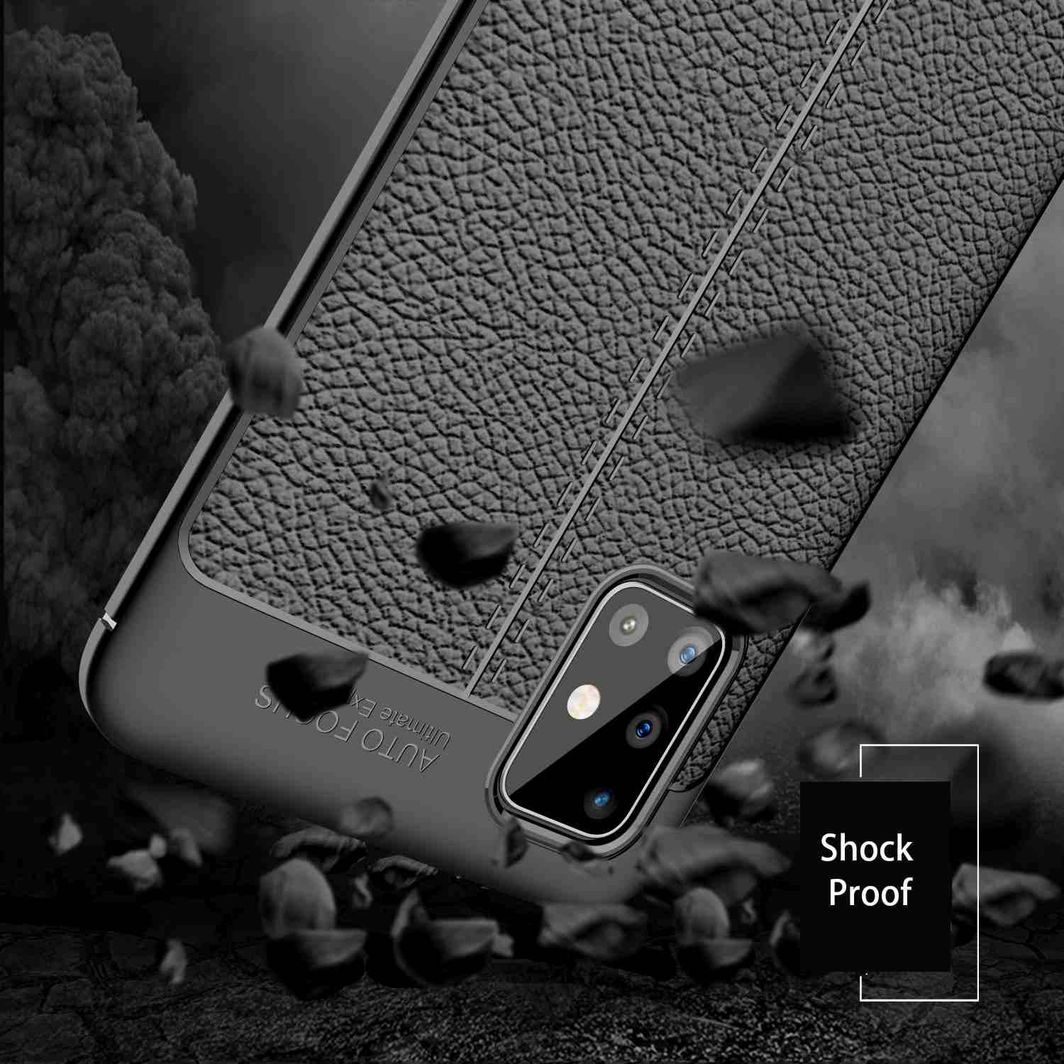 Cadorabo Hülle für Samsung Galaxy A71 4G Schutzhülle in Schwarz Handyhülle TPU Etui Kunstleder-Applikation