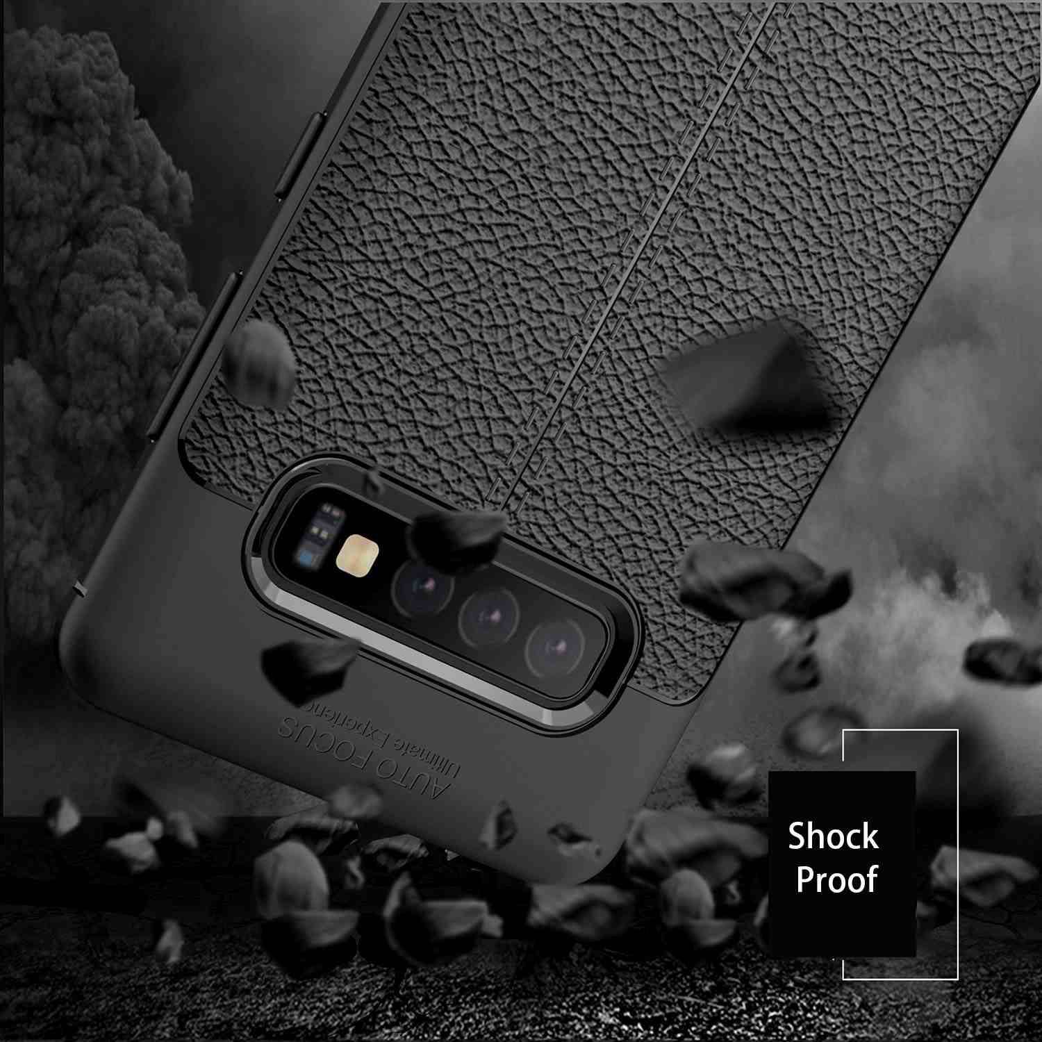Cadorabo Hülle für Samsung Galaxy S10 4G Schutzhülle in Schwarz Handyhülle TPU Etui Kunstleder-Applikation