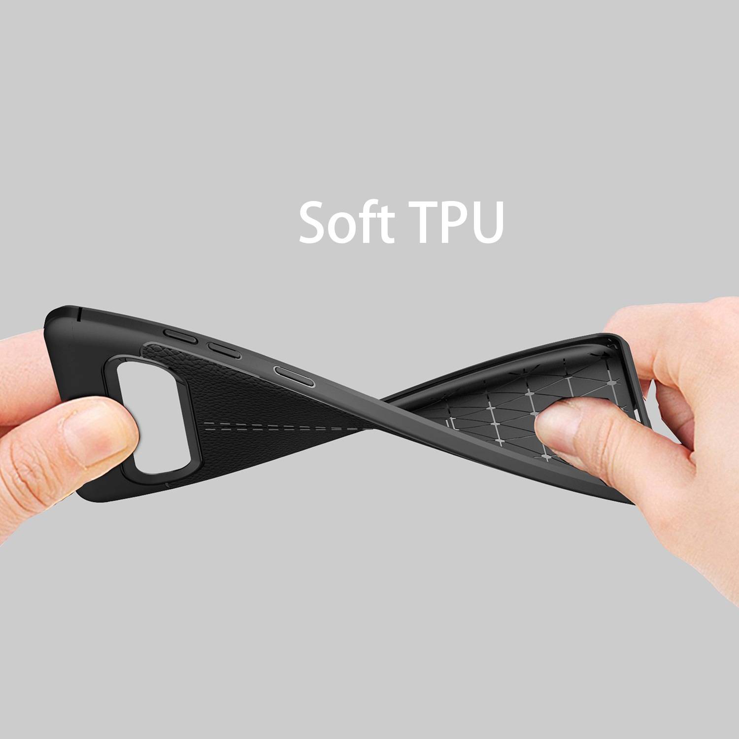 Cadorabo Hülle für Samsung Galaxy S10 5G Schutzhülle in Schwarz Handyhülle TPU Etui Kunstleder-Applikation