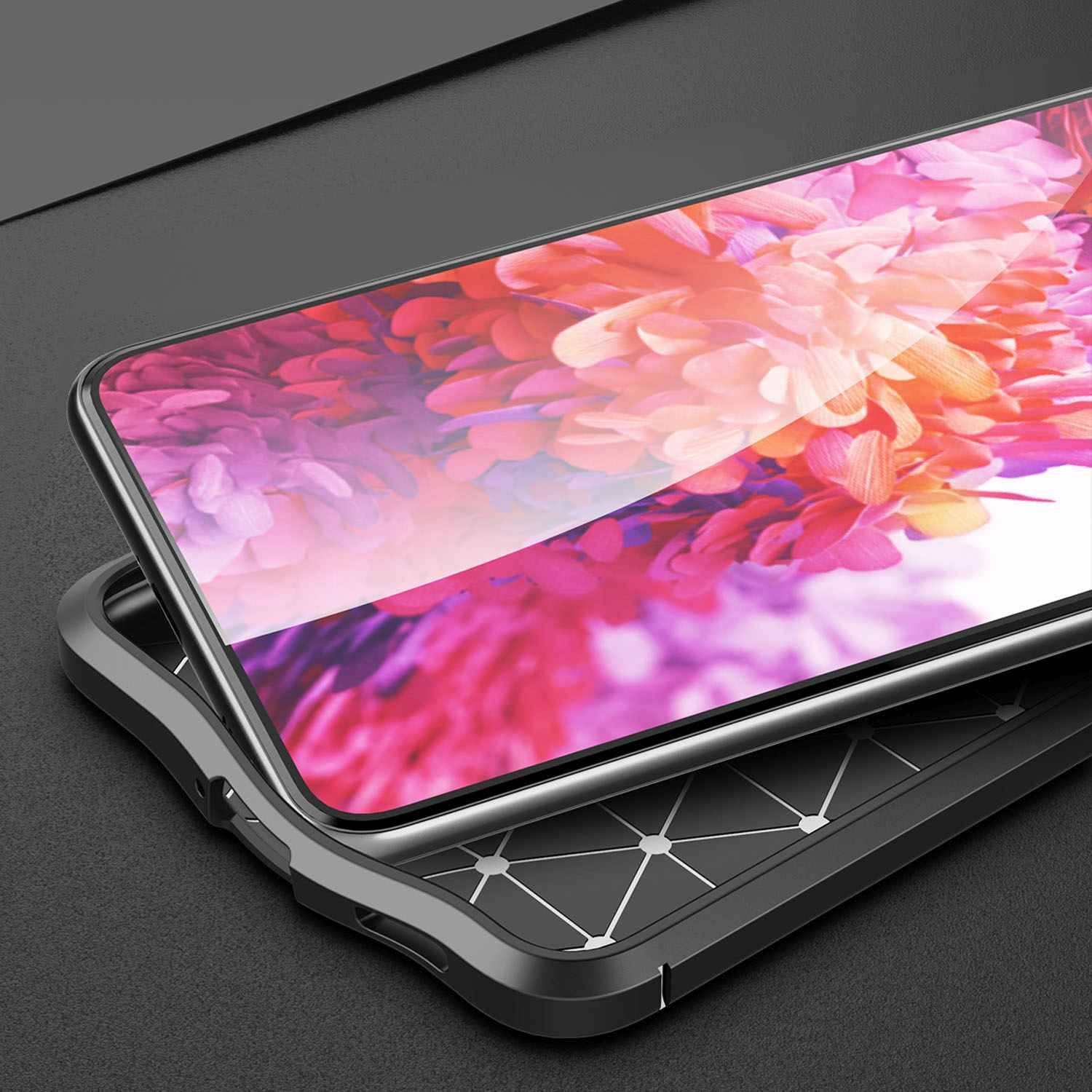Cadorabo Hülle für Samsung Galaxy S21 PLUS Schutzhülle in Schwarz Handyhülle TPU Etui Kunstleder-Applikation