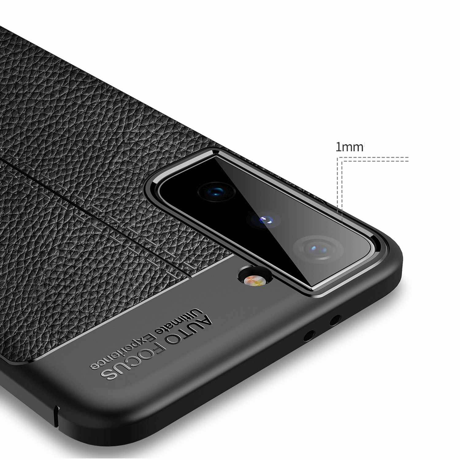 Cadorabo Hülle für Samsung Galaxy S21 PLUS Schutzhülle in Schwarz Handyhülle TPU Etui Kunstleder-Applikation
