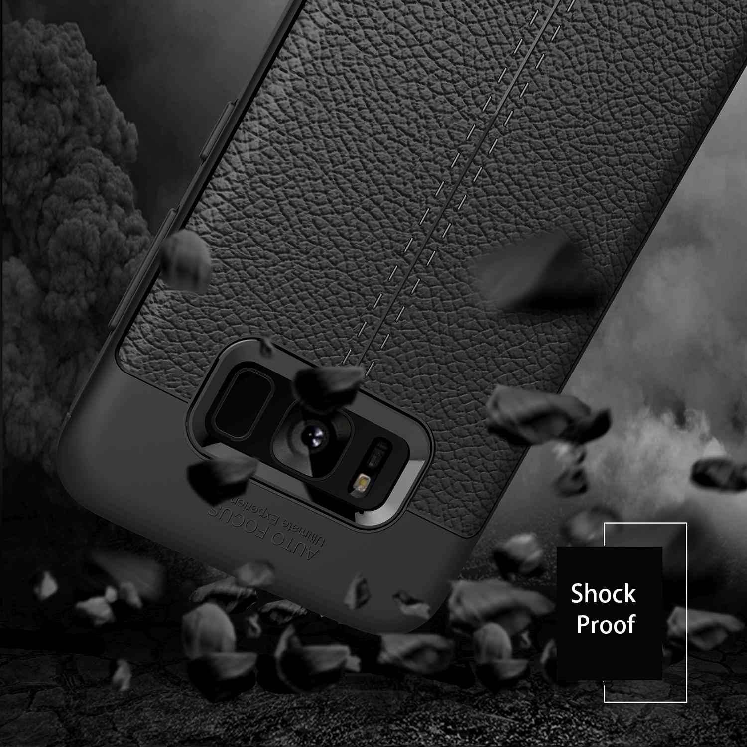 Cadorabo Hülle für Samsung Galaxy S8 PLUS Schutzhülle in Schwarz Handyhülle TPU Etui Kunstleder-Applikation
