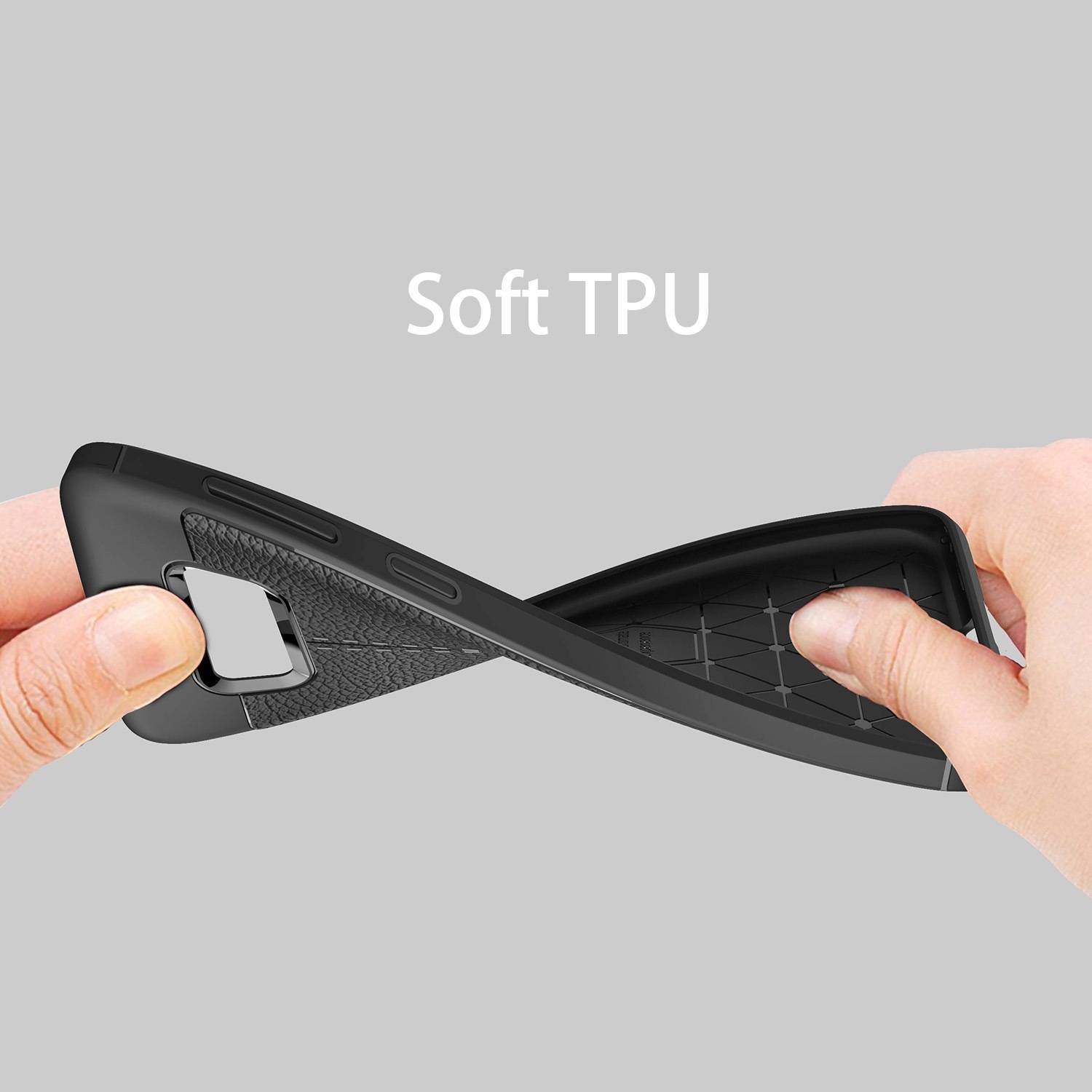 Cadorabo Hülle für Samsung Galaxy S8 PLUS Schutzhülle in Schwarz Handyhülle TPU Etui Kunstleder-Applikation