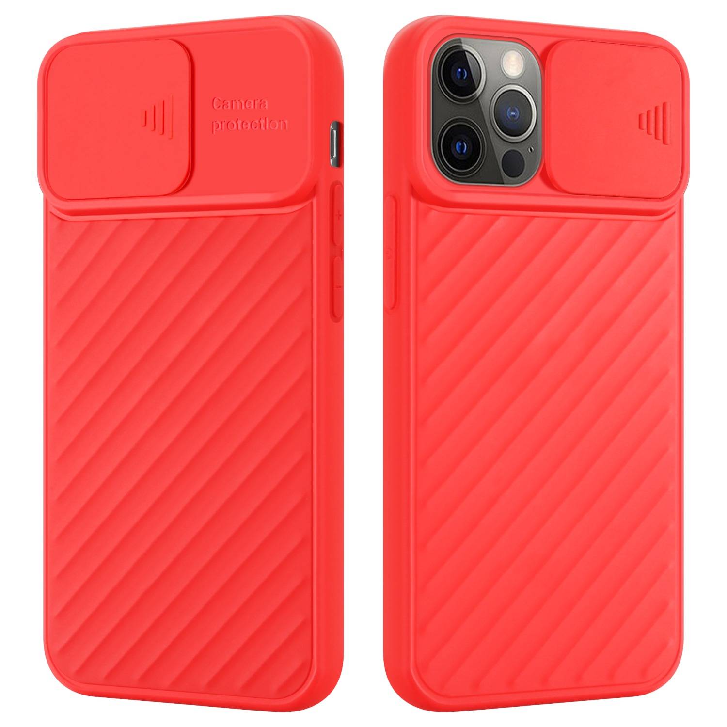 Cadorabo Hülle für Apple iPhone 12 / 12 PRO Schutzhülle in Rot TPU Cover Etui Kameraschutz