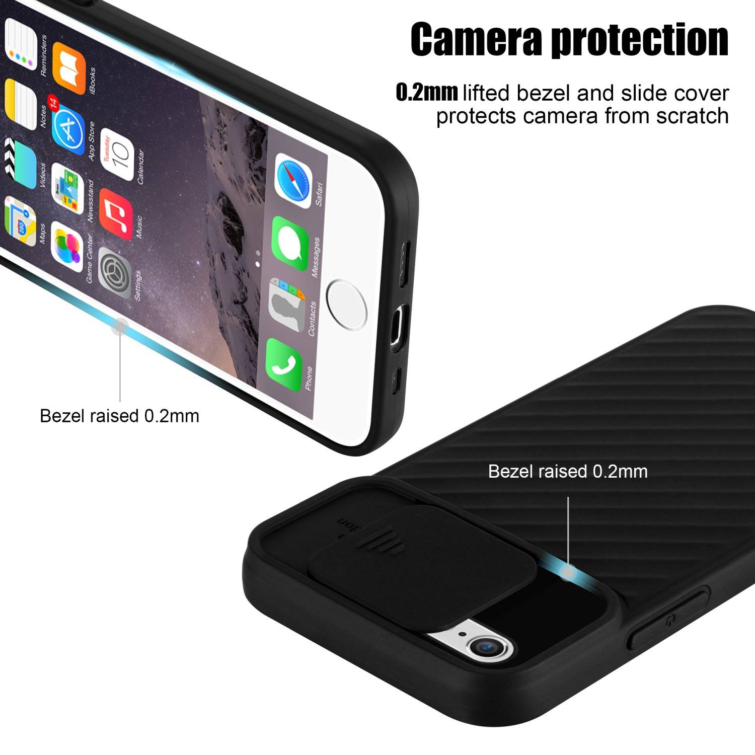Cadorabo Hülle für Apple iPhone 6 / 6S Schutzhülle in Schwarz TPU Cover Etui Kameraschutz