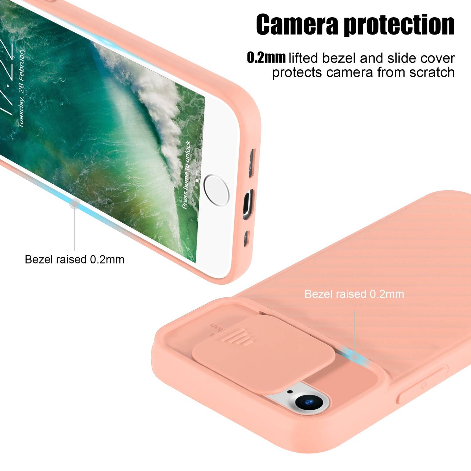 Cadorabo Hülle für Apple iPhone 7 / 7S / 8 / SE 2020 Schutzhülle in Rosa TPU Cover Etui Kameraschutz