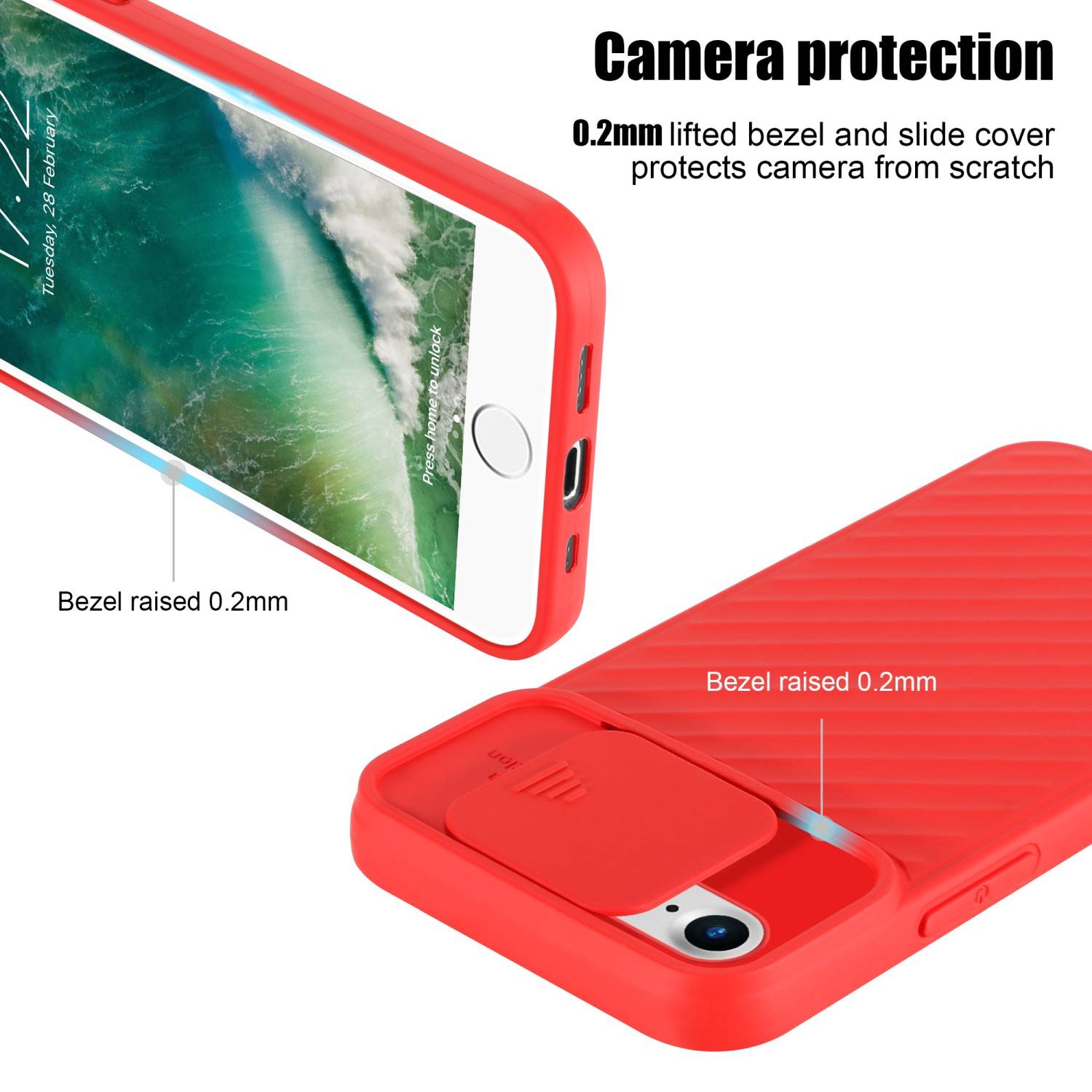 Cadorabo Hülle für Apple iPhone 7 / 7S / 8 / SE 2020 Schutzhülle in Rot TPU Cover Etui Kameraschutz