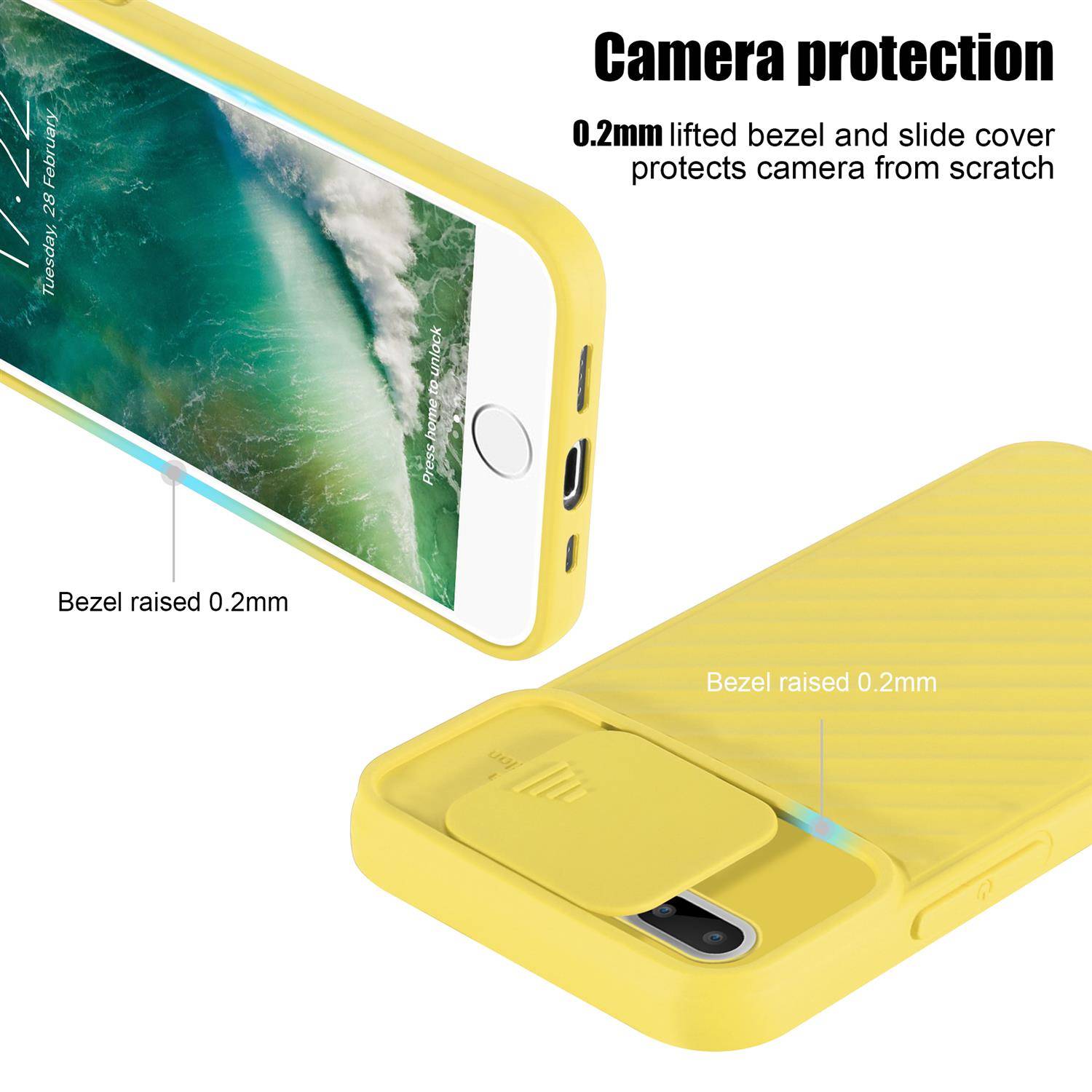 Cadorabo Hülle für Apple iPhone 7 PLUS / 7S PLUS / 8 PLUS Schutzhülle in Gelb TPU Cover Etui Kameraschutz