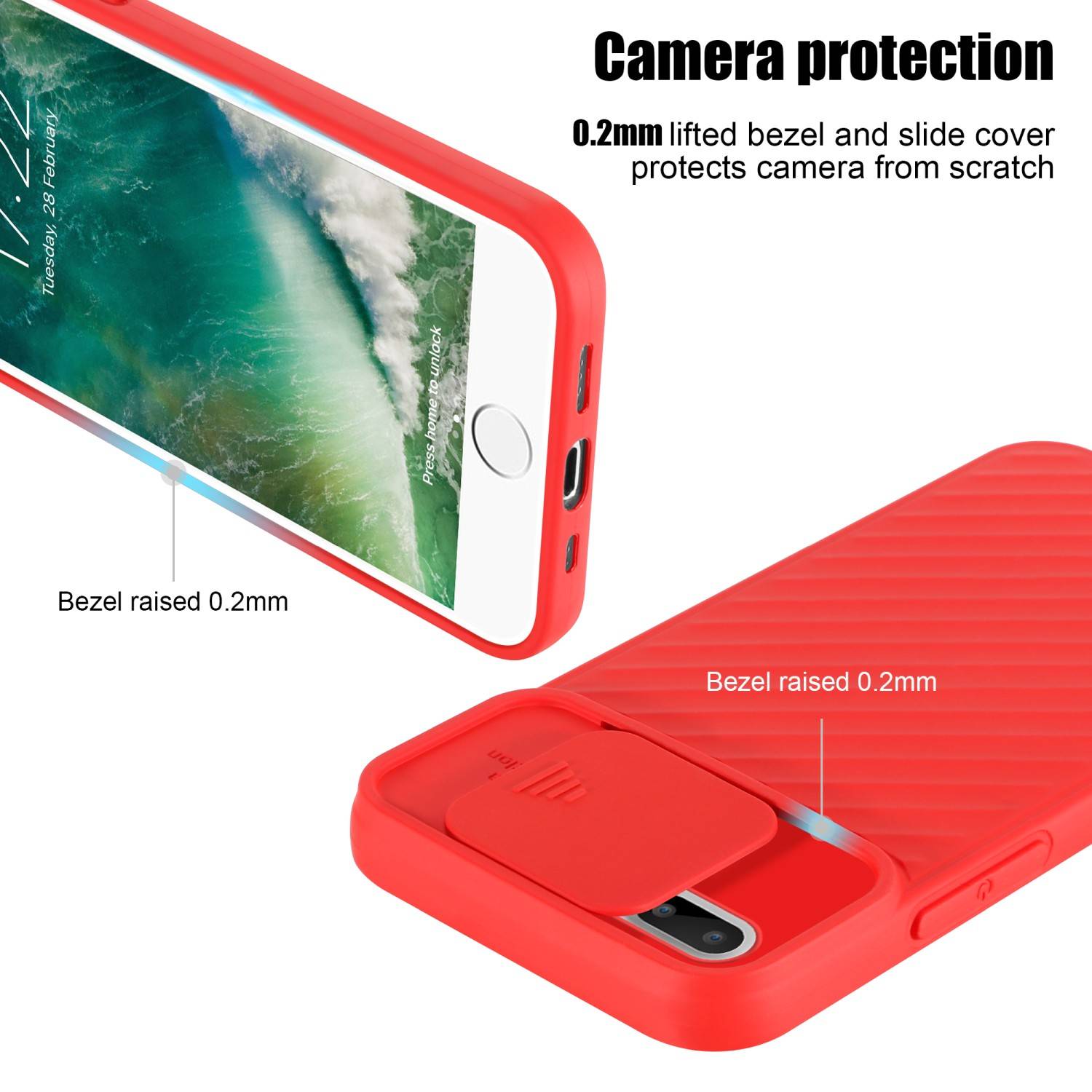 Cadorabo Hülle für Apple iPhone 7 PLUS / 7S PLUS / 8 PLUS Schutzhülle in Rot TPU Cover Etui Kameraschutz
