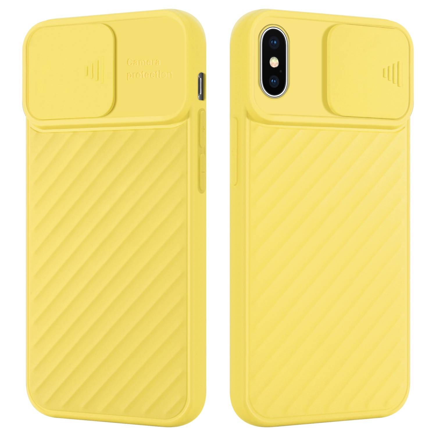 Cadorabo Hülle für Apple iPhone X / XS Schutzhülle in Gelb TPU Cover Etui Kameraschutz