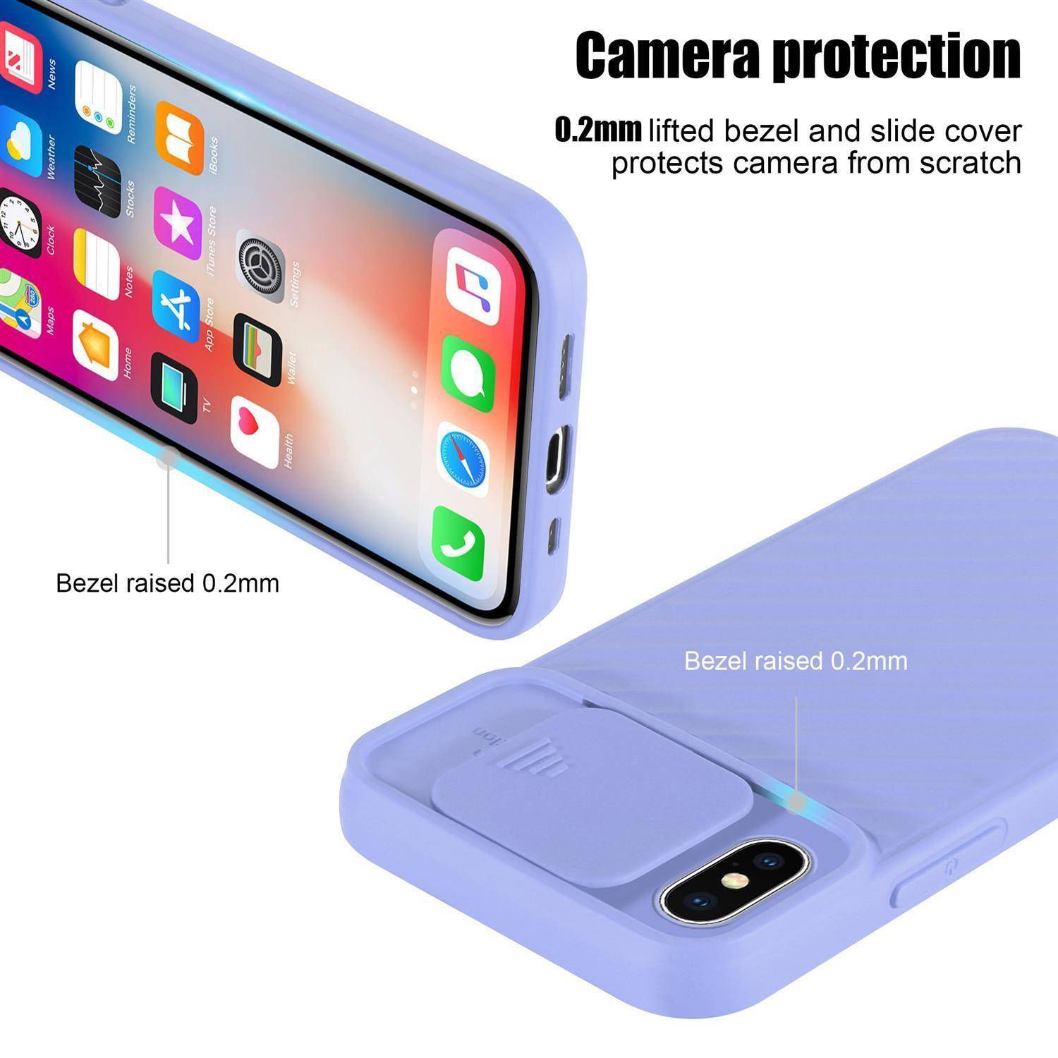 Cadorabo Hülle für Apple iPhone X / XS Schutzhülle in Lila TPU Cover Etui Kameraschutz