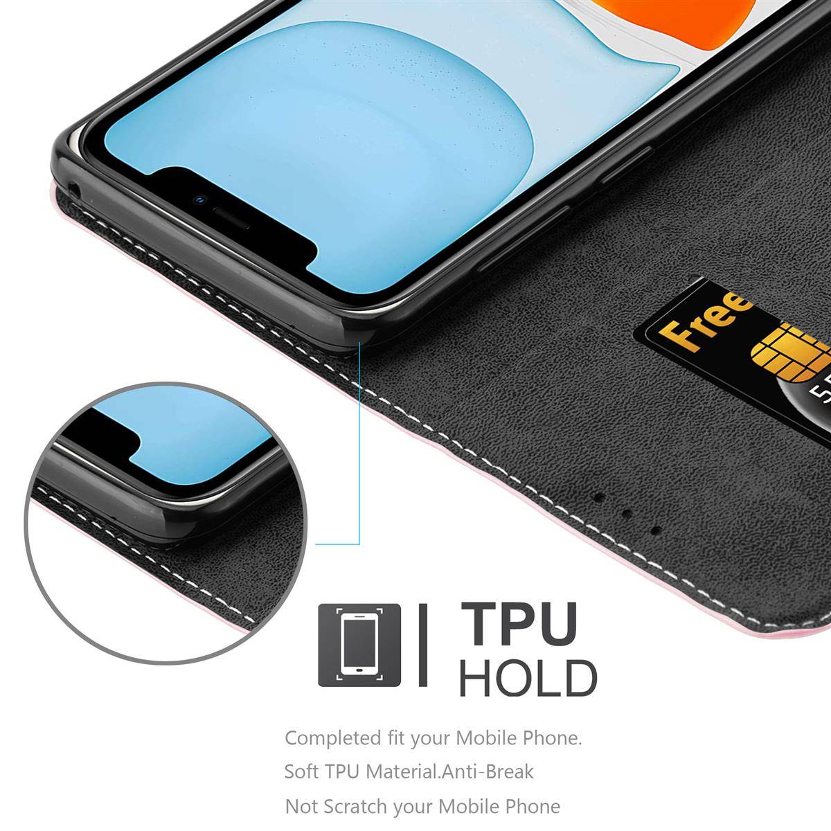 Cadorabo Hülle für Apple iPhone 11 Schutzhülle in Rosa SHandyhülle Book Case Etui Kunstleder