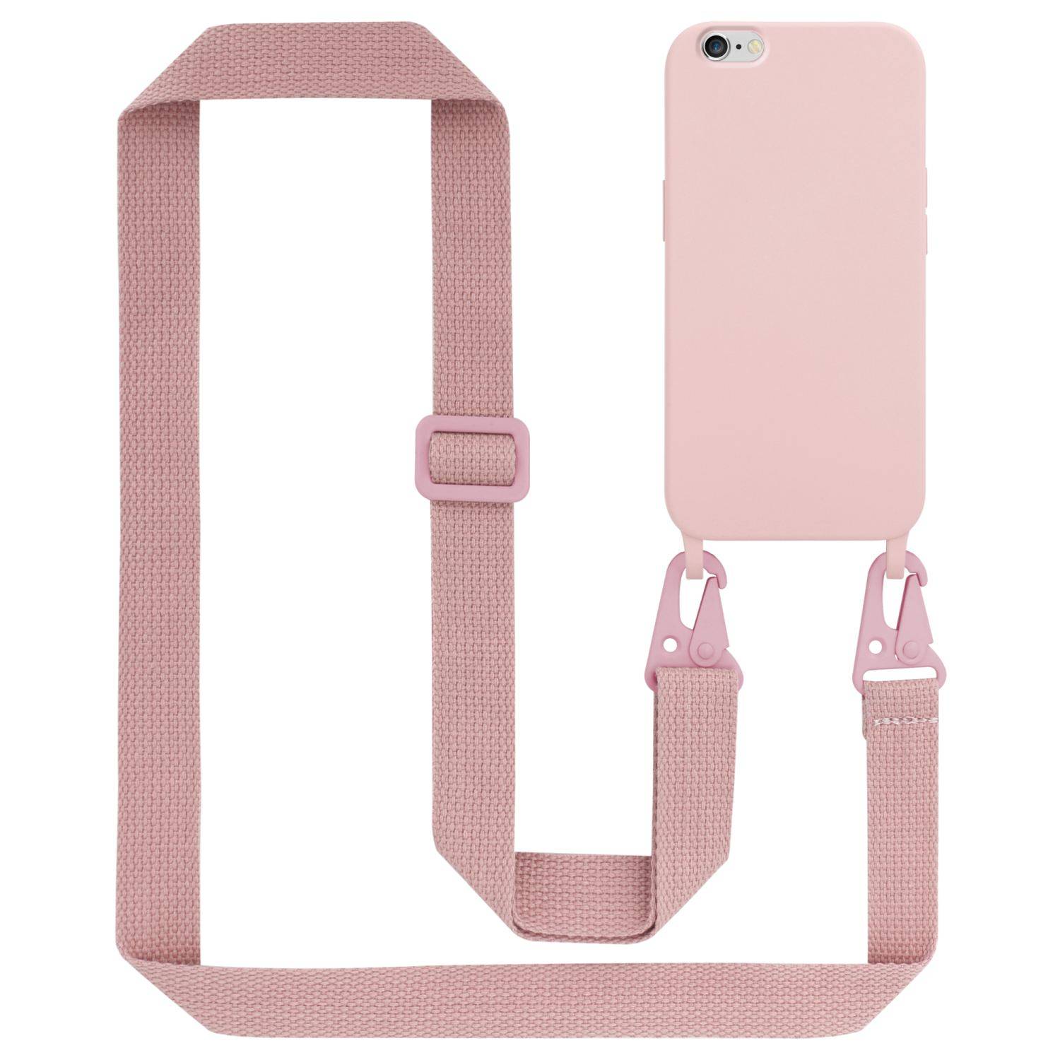 Cadorabo Schutzhülle für Apple iPhone 6 / 6S Hülle in Rosa Handykette Etui längenverstellbar Kordel Band