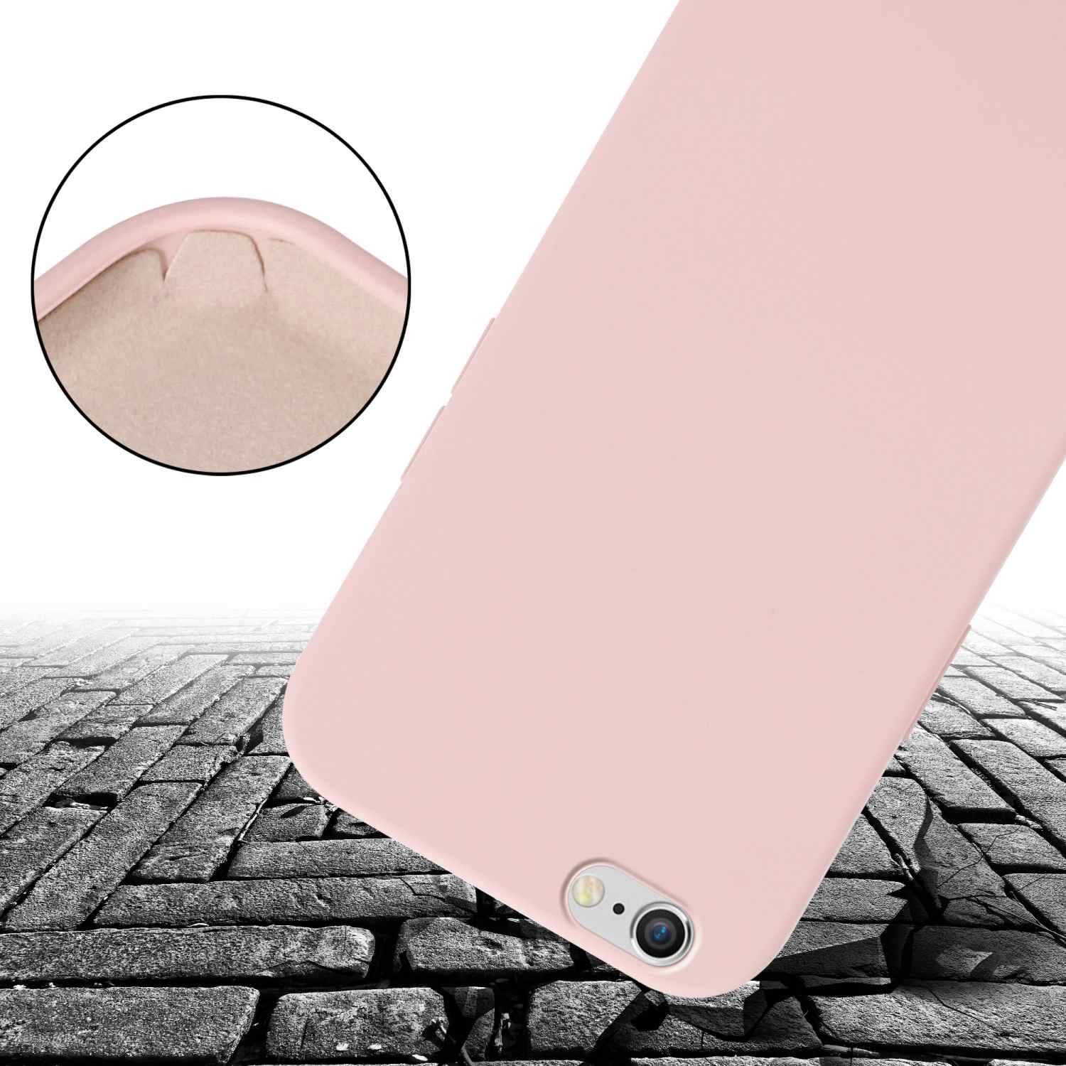 Cadorabo Schutzhülle für Apple iPhone 6 / 6S Hülle in Rosa Handykette Etui längenverstellbar Kordel Band