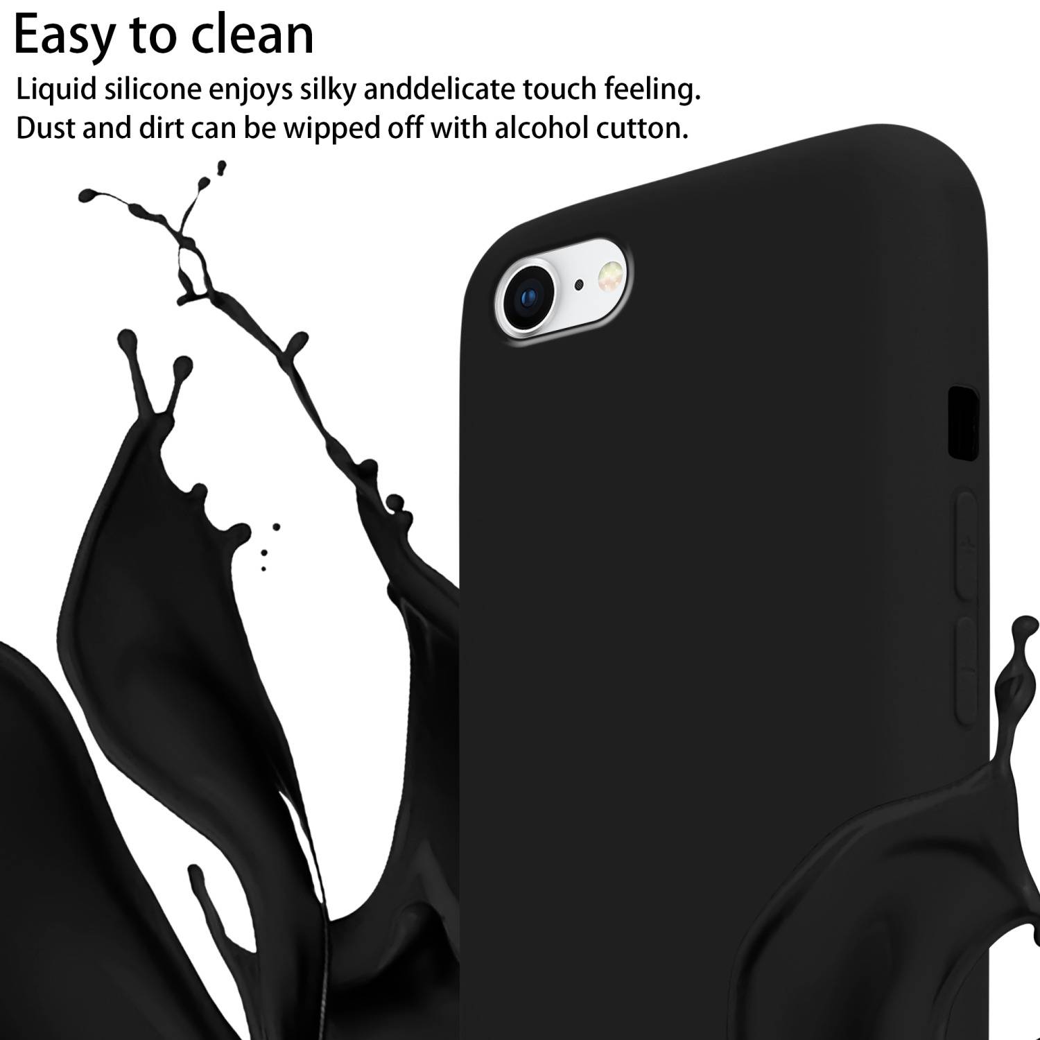 Cadorabo Schutzhülle für Apple iPhone 7 / 7S / 8 / SE 2020 Hülle in Schwarz Handykette Etui längenverstellbar Kordel
