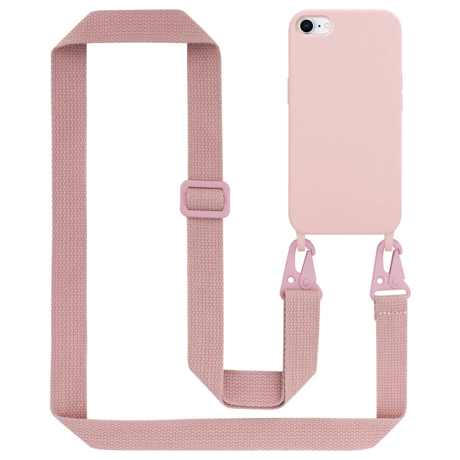 Cadorabo Schutzhülle für Apple iPhone 7 / 7S / 8 / SE 2020 Hülle in Rosa Handykette Etui längenverstellbar Kordel Band