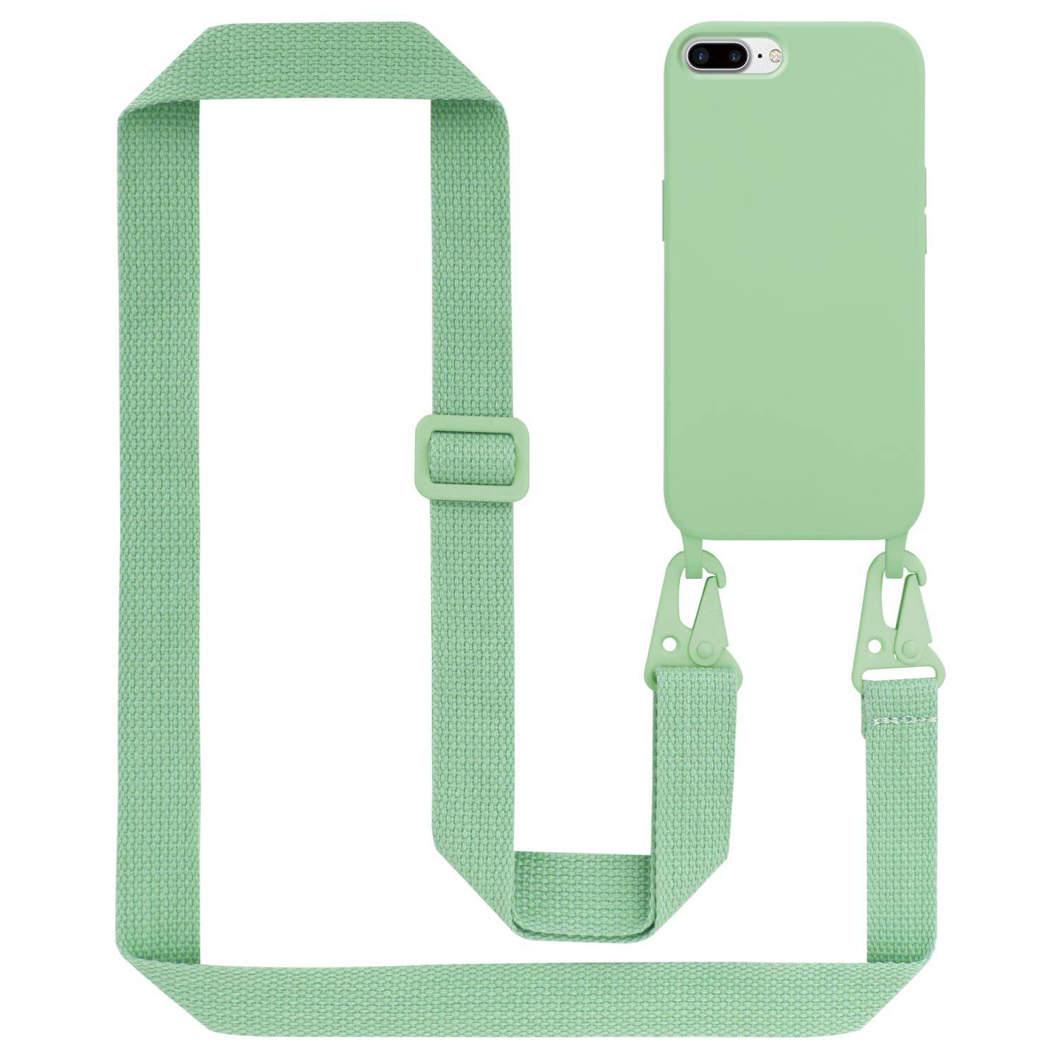 Cadorabo Schutzhülle für Apple iPhone 7 PLUS / 7S PLUS / 8 PLUS Hülle in Grün Handykette Etui längenverstellbar Kordel