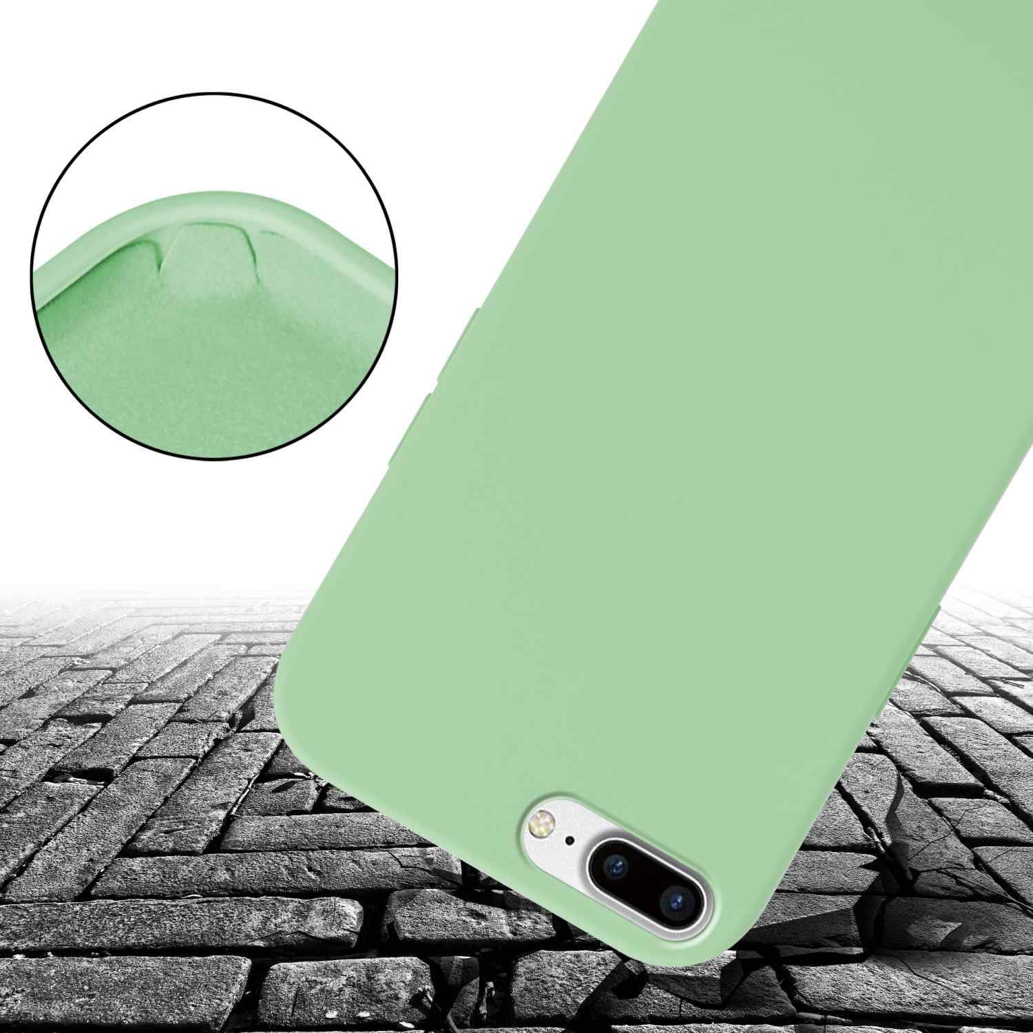 Cadorabo Schutzhülle für Apple iPhone 7 PLUS / 7S PLUS / 8 PLUS Hülle in Grün Handykette Etui längenverstellbar Kordel