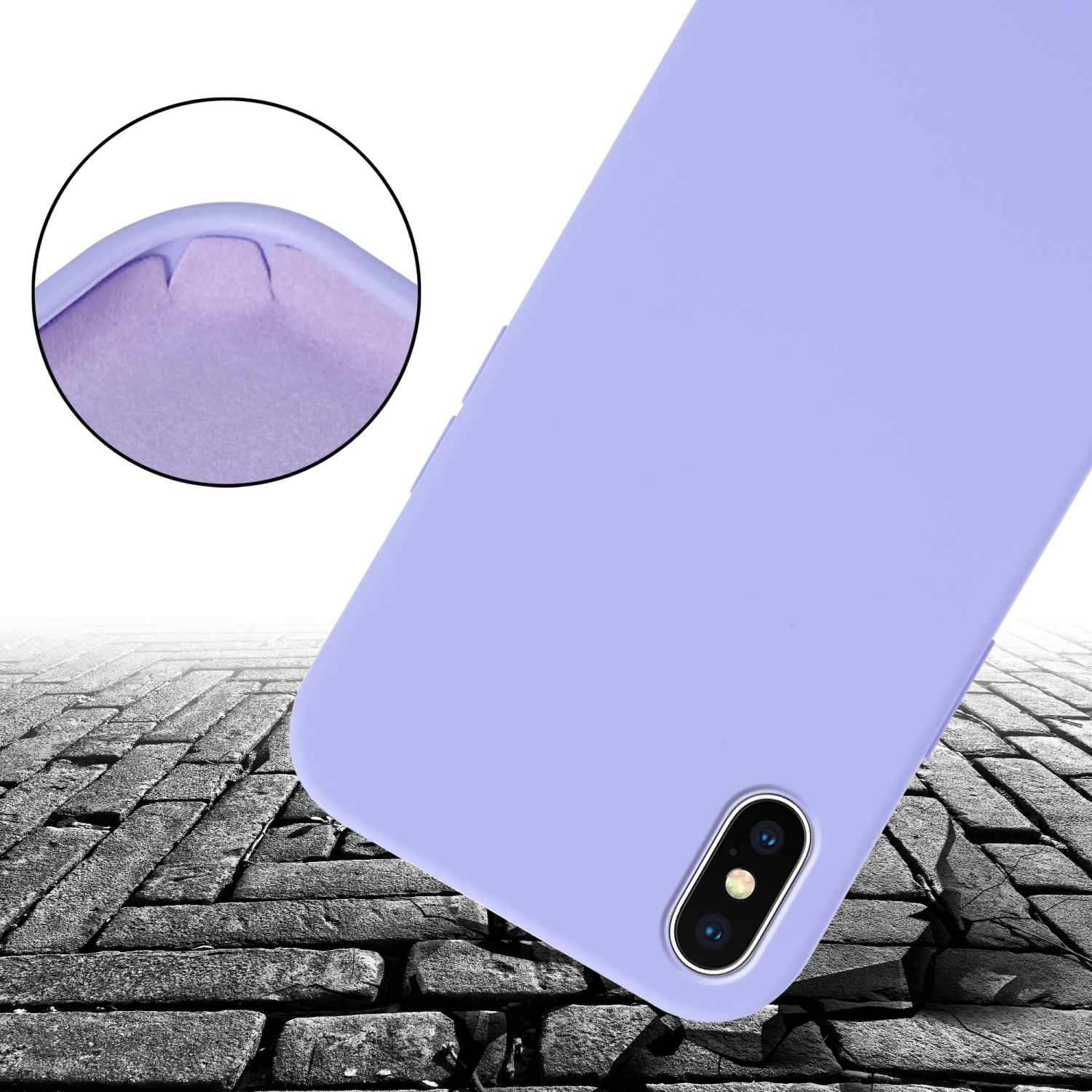 Cadorabo Schutzhülle für Apple iPhone X / XS Hülle in Lila Handykette Etui längenverstellbar Kordel Band