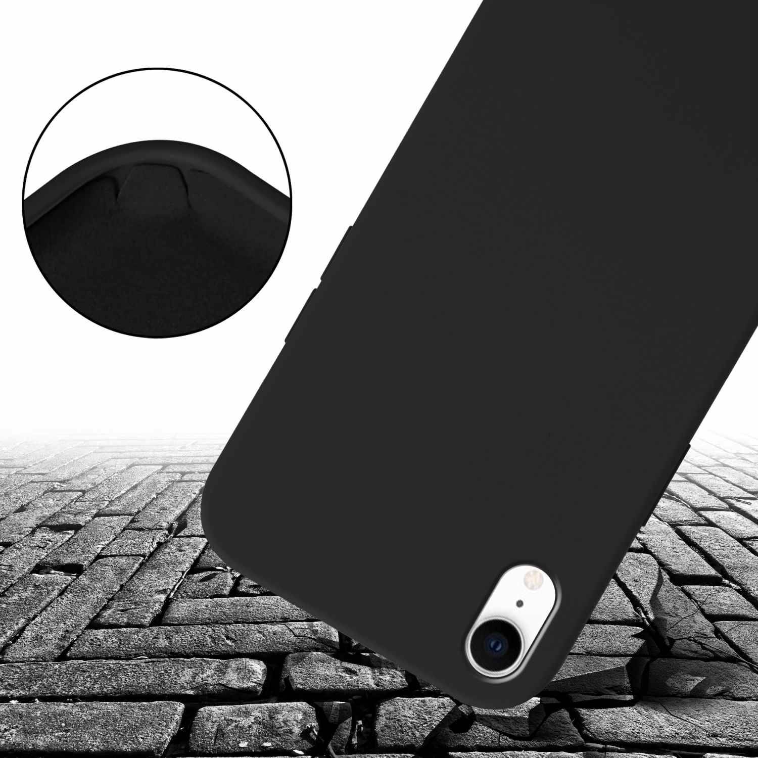 Cadorabo Schutzhülle für Apple iPhone XR Hülle in Schwarz Handykette Etui längenverstellbar Kordel Band