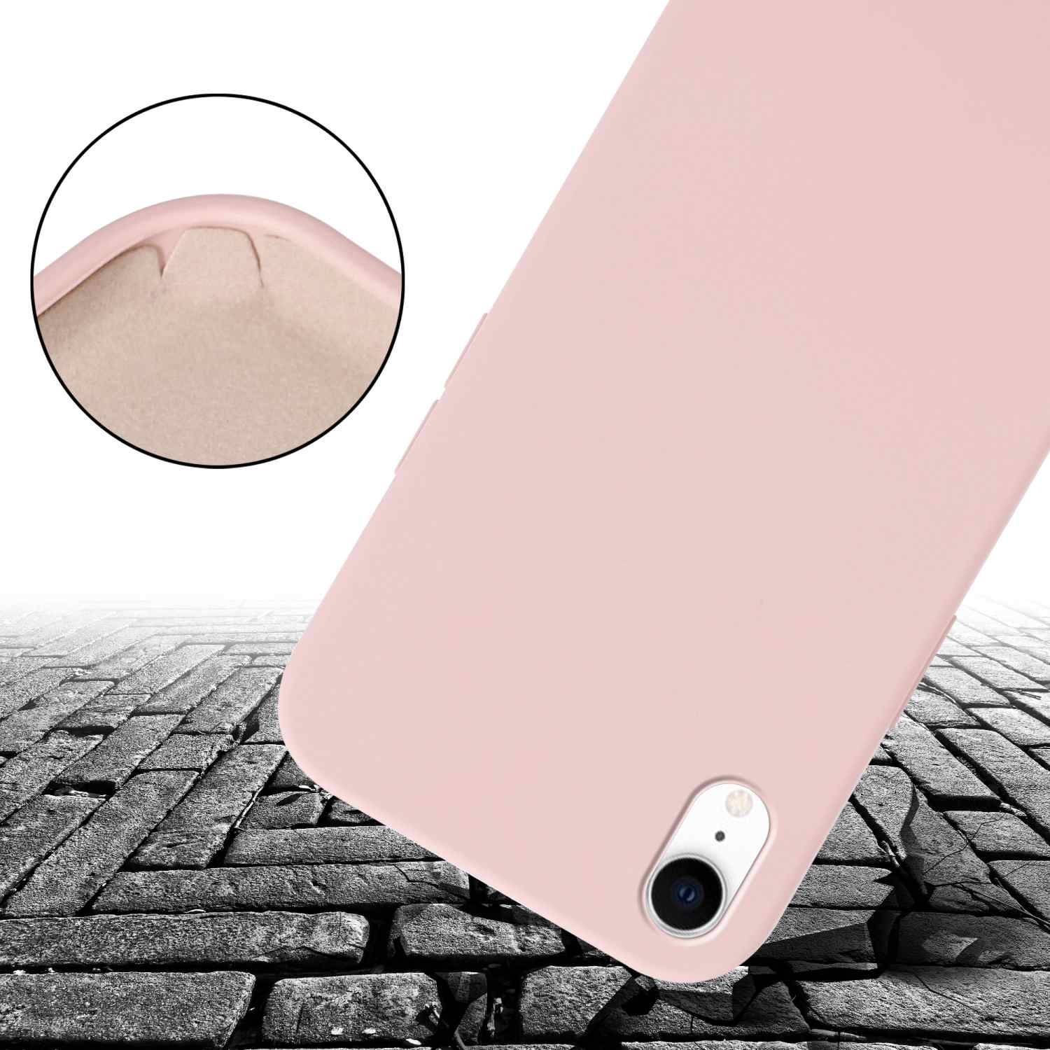 Cadorabo Schutzhülle für Apple iPhone XR Hülle in Rosa Handykette Etui längenverstellbar Kordel Band