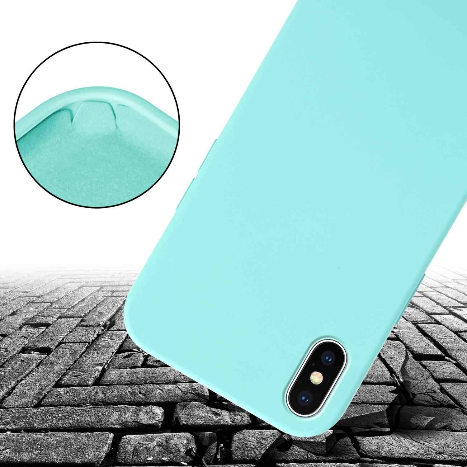 Cadorabo Schutzhülle für Apple iPhone XS MAX Hülle in Türkis Handykette Etui längenverstellbar Kordel Band