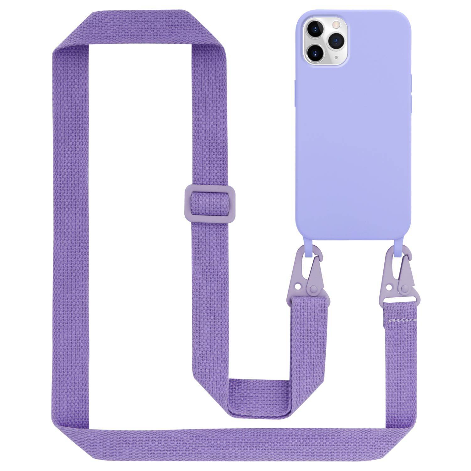 Cadorabo Schutzhülle für Apple iPhone 11 PRO MAX Hülle in Lila Handykette Etui längenverstellbar Kordel Band