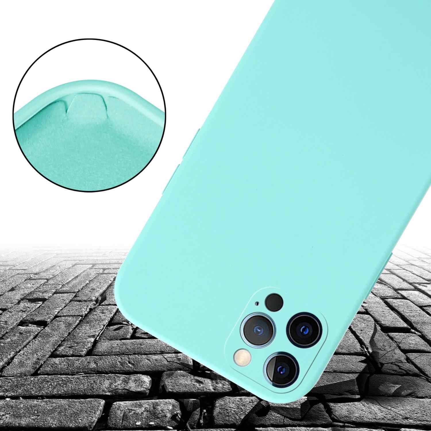Cadorabo Schutzhülle für Apple iPhone 12 / 12 PRO Hülle in Türkis Handykette Etui längenverstellbar Kordel Band
