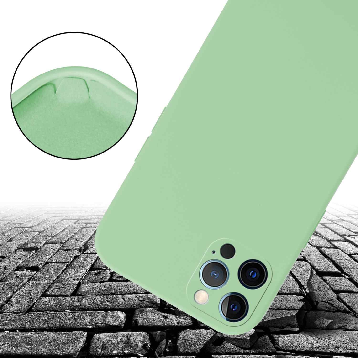 Cadorabo Schutzhülle für Apple iPhone 12 / 12 PRO Hülle in Grün Handykette Etui längenverstellbar Kordel Band