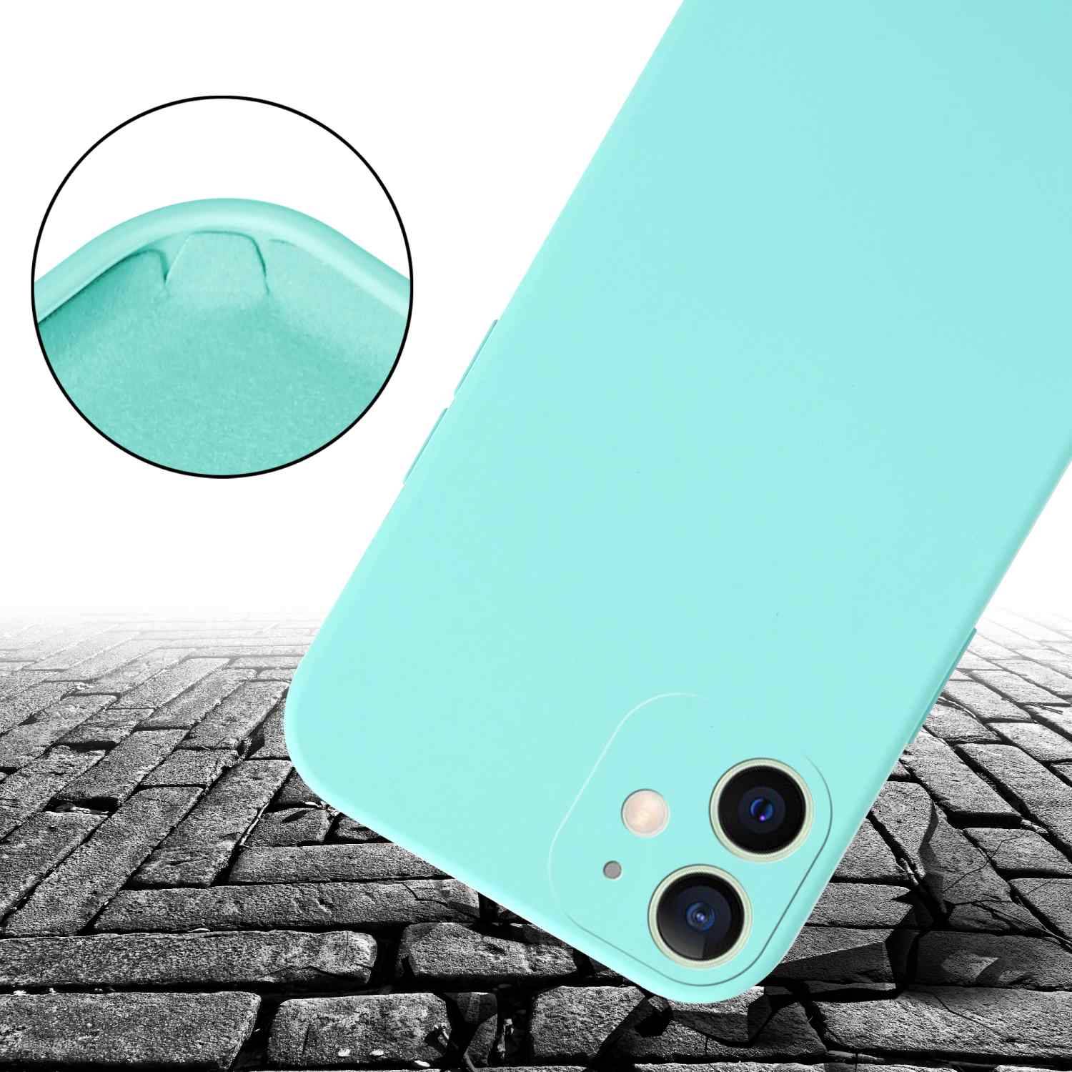 Cadorabo Schutzhülle für Apple iPhone 12 MINI Hülle in Türkis Handykette Etui längenverstellbar Kordel Band