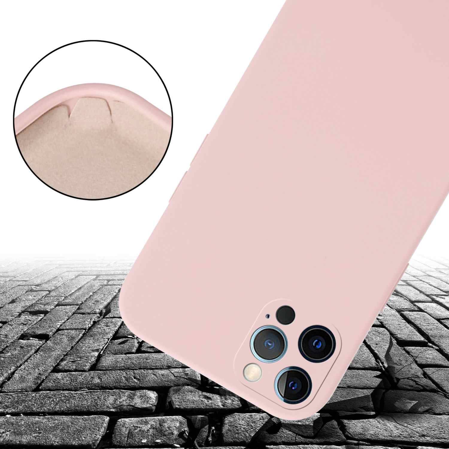 Cadorabo Schutzhülle für Apple iPhone 12 PRO MAX Hülle in Rosa Handykette Etui längenverstellbar Kordel Band