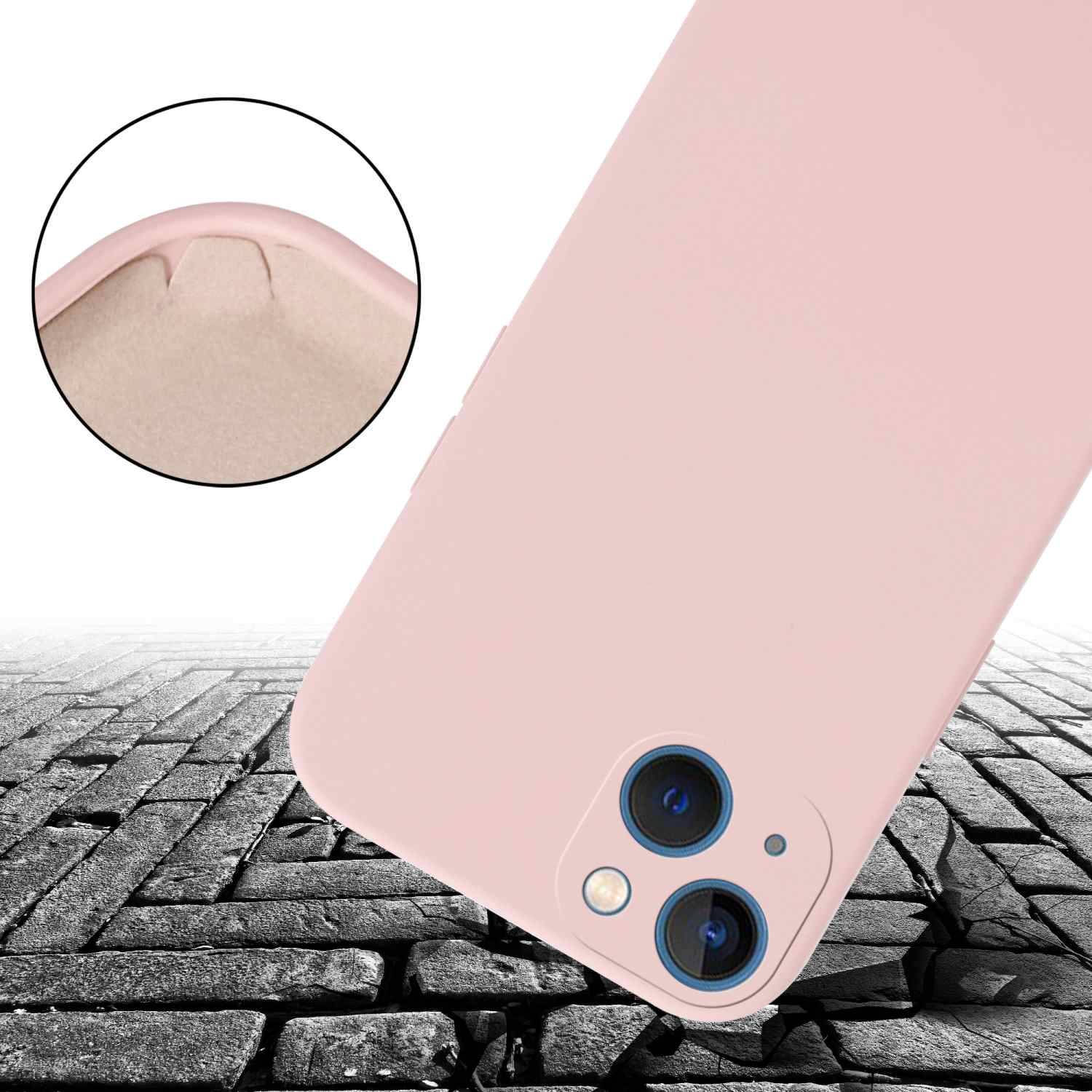 Cadorabo Schutzhülle für Apple iPhone 13 Hülle in Rosa Handykette Etui längenverstellbar Kordel Band