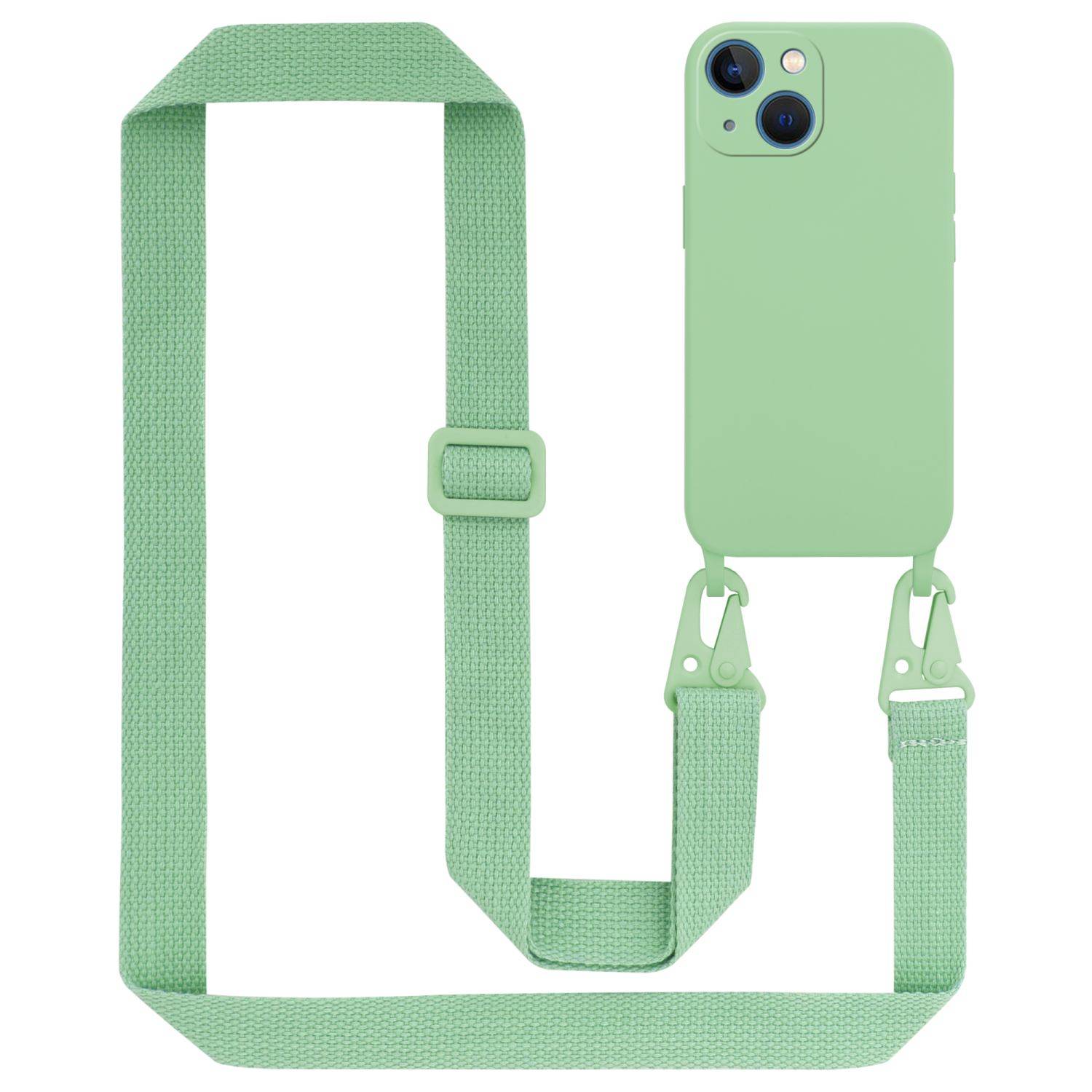 Cadorabo Schutzhülle für Apple iPhone 13 MINI Hülle in Grün Handykette Etui längenverstellbar Kordel Band