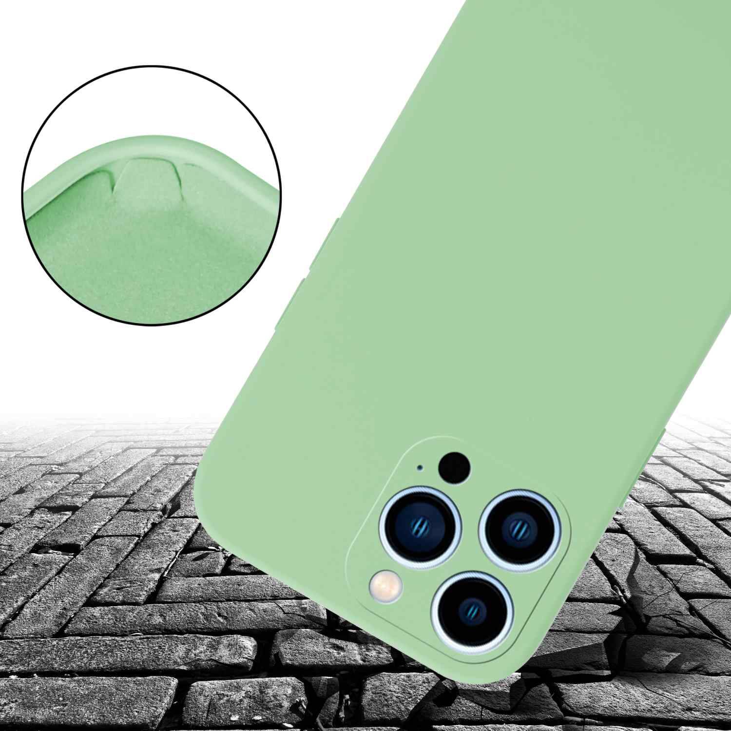 Cadorabo Schutzhülle für Apple iPhone 13 PRO MAX Hülle in Grün Handykette Etui längenverstellbar Kordel Band