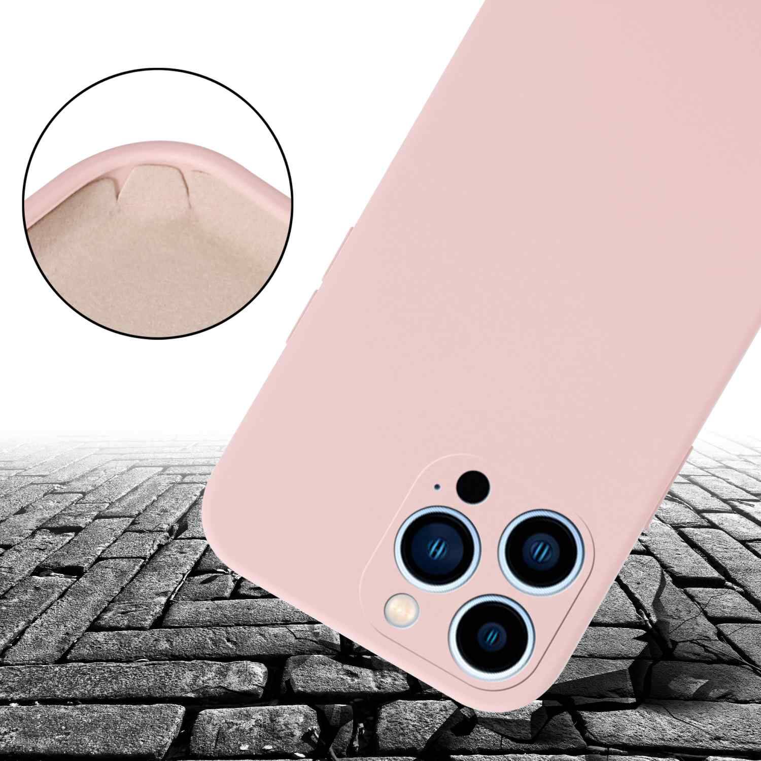 Cadorabo Schutzhülle für Apple iPhone 13 PRO MAX Hülle in Rosa Handykette Etui längenverstellbar Kordel Band