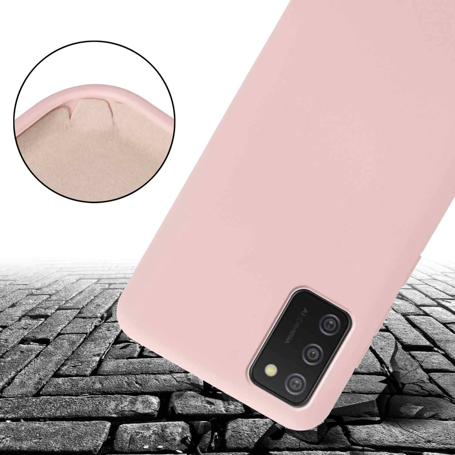 Cadorabo Schutzhülle für Samsung Galaxy A02s Hülle in Rosa Handykette Etui längenverstellbar Kordel Band