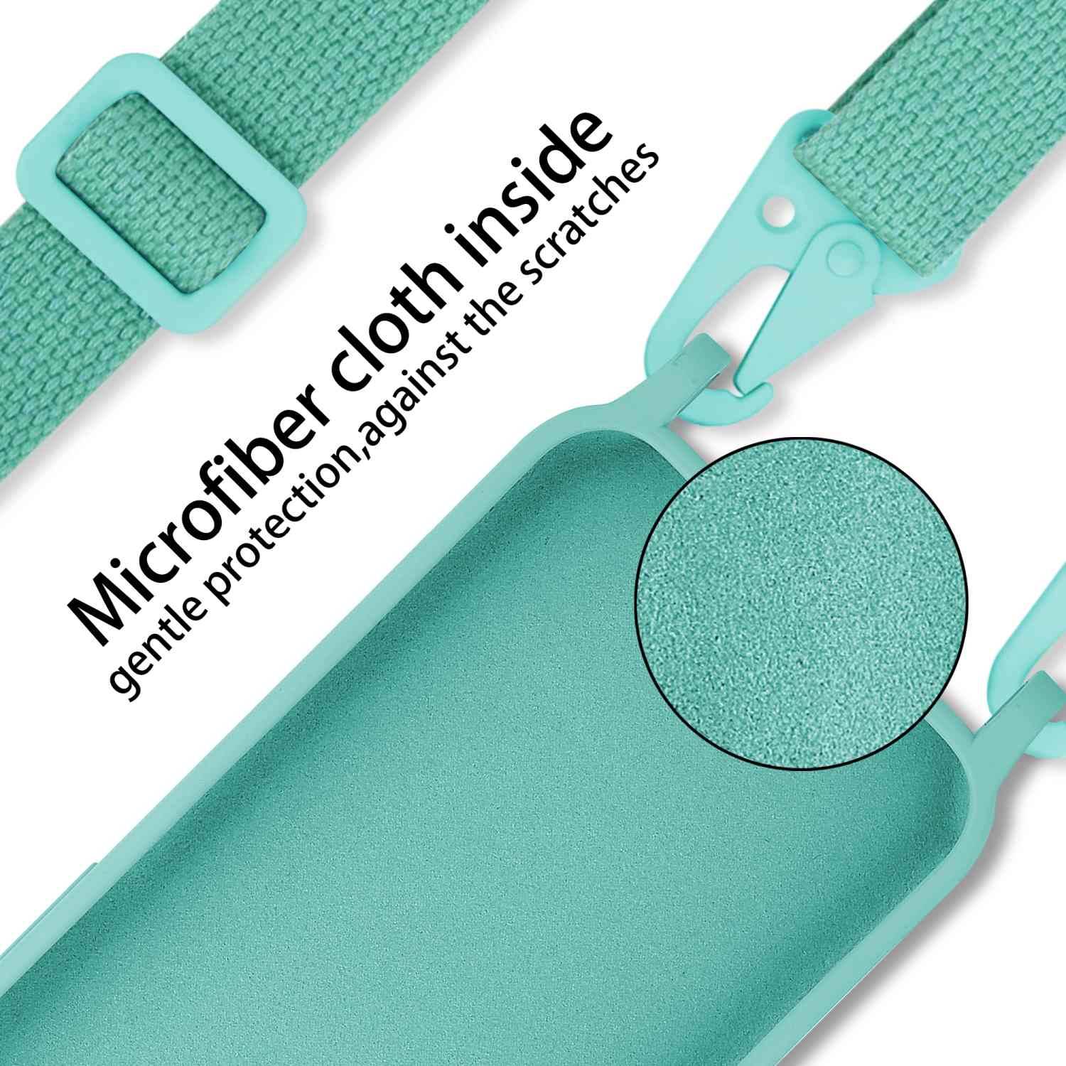 Cadorabo Schutzhülle für Samsung Galaxy A11 / M11 Hülle in Türkis Handykette Etui längenverstellbar Kordel Band